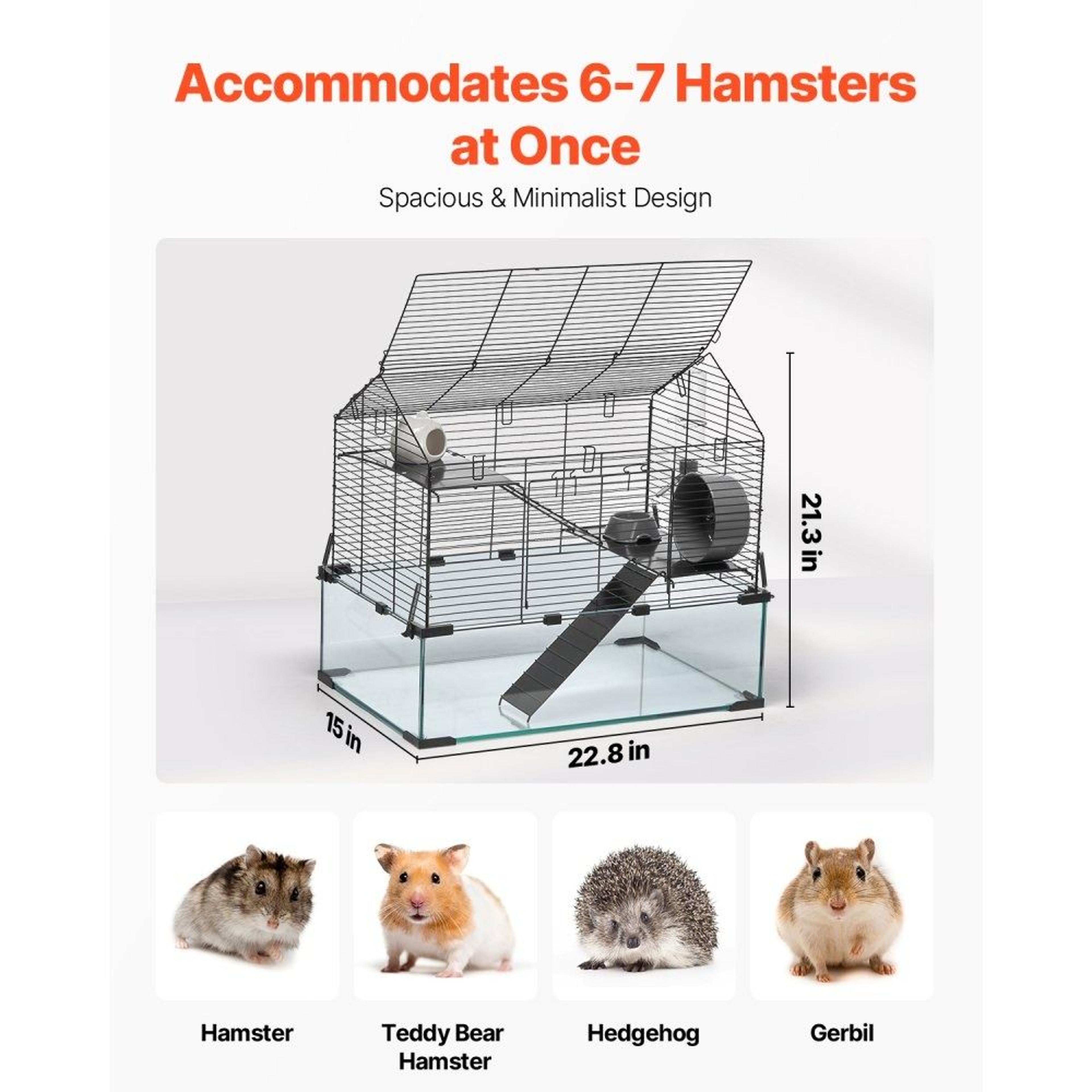 Hamster Cage With 360 Transparent Viewing And Ventilated Metal Mesh Design 4