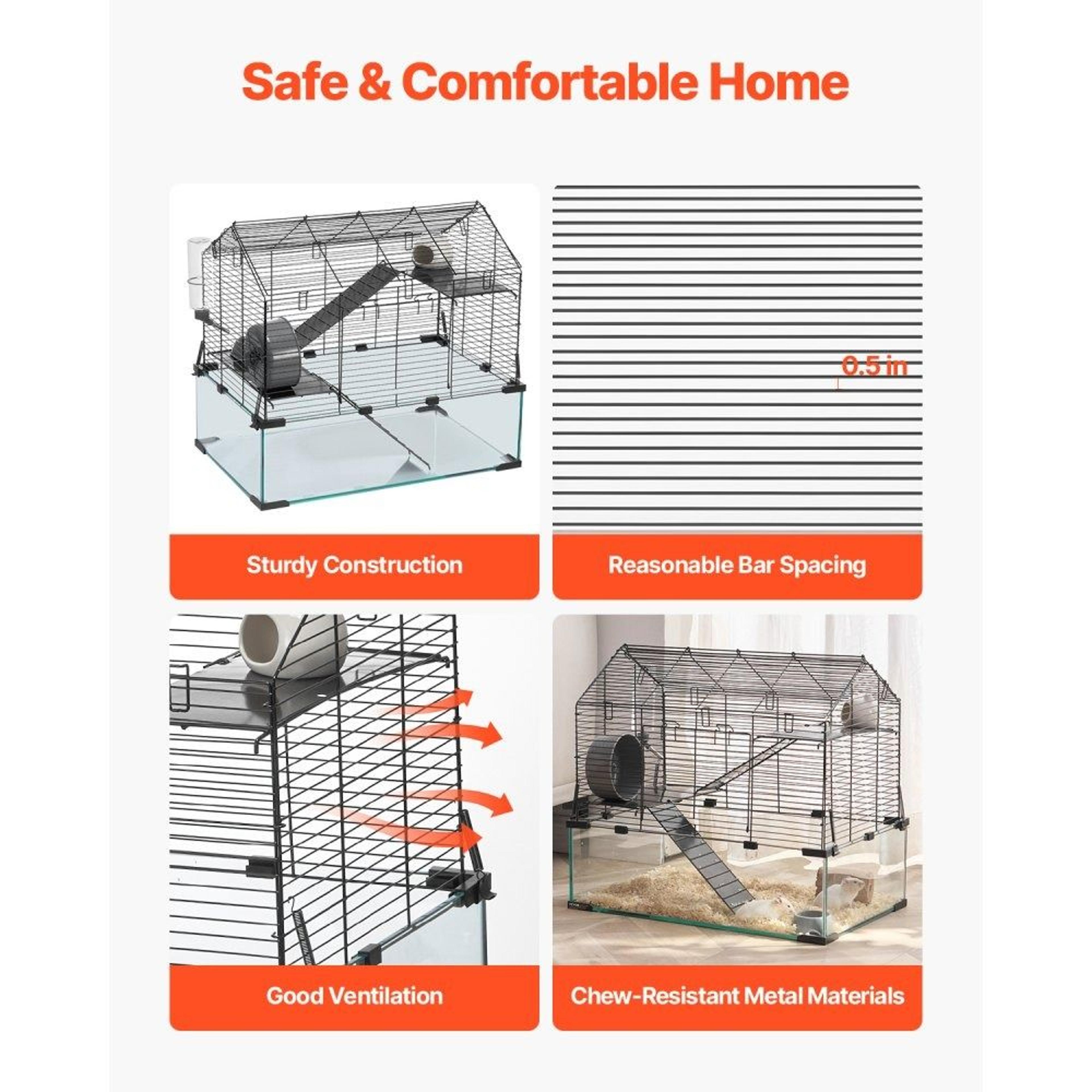 Hamster Cage With 360 Transparent Viewing And Ventilated Metal Mesh Design 5