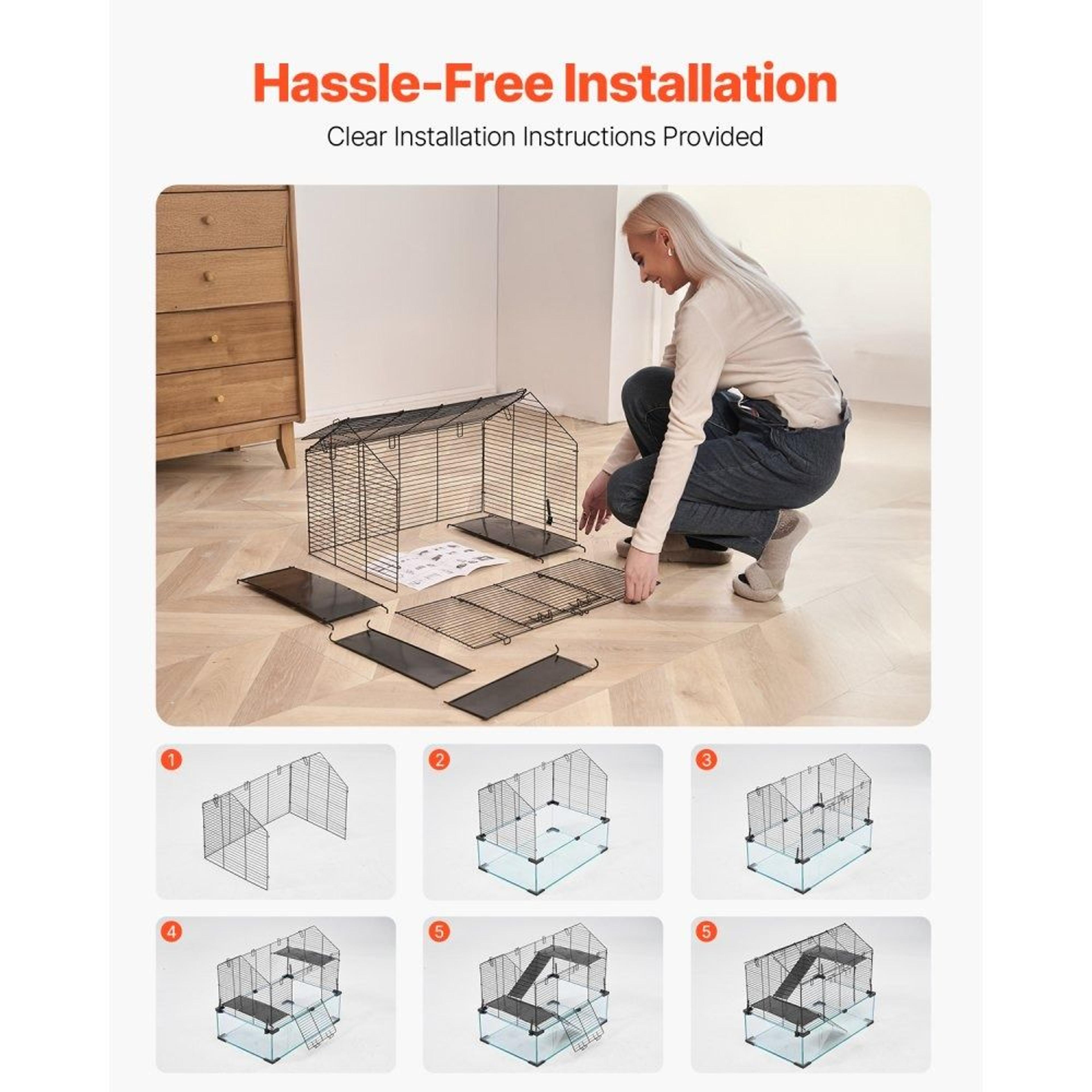 Hamster Cage With 360 Transparent Viewing And Ventilated Metal Mesh Design 3