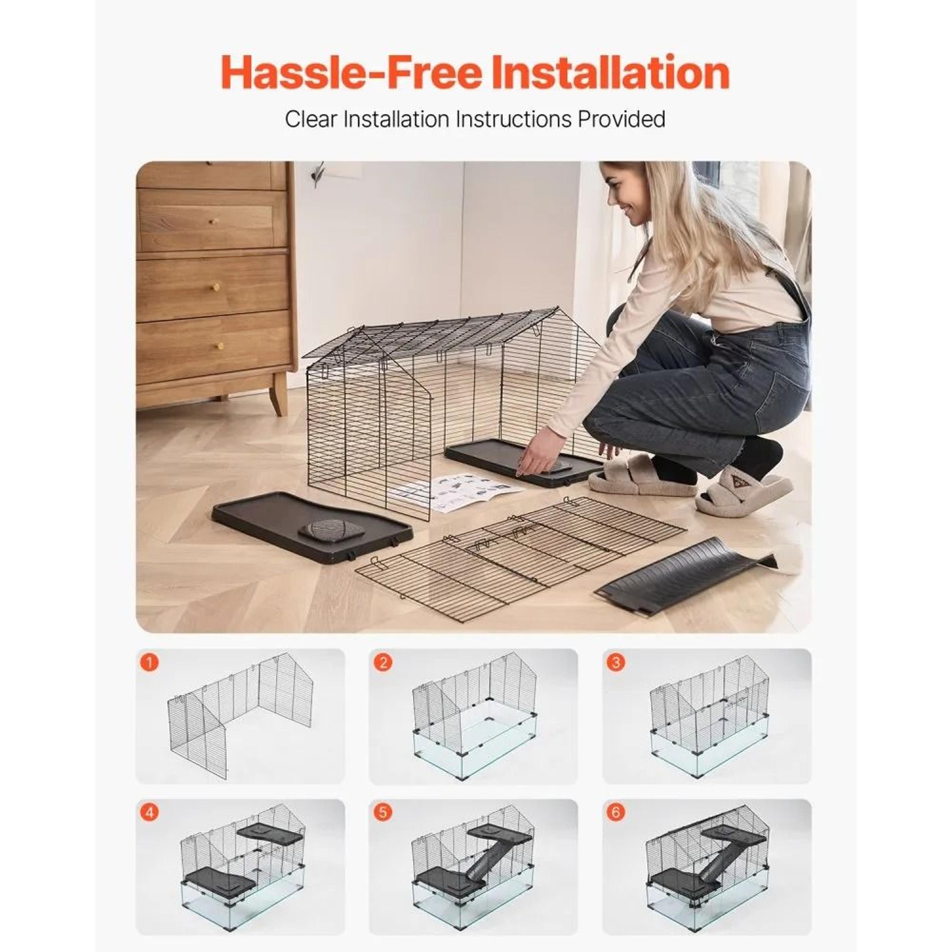 Hamster Cage With Transparent Viewing And Ventilated Metal Mesh Design 1