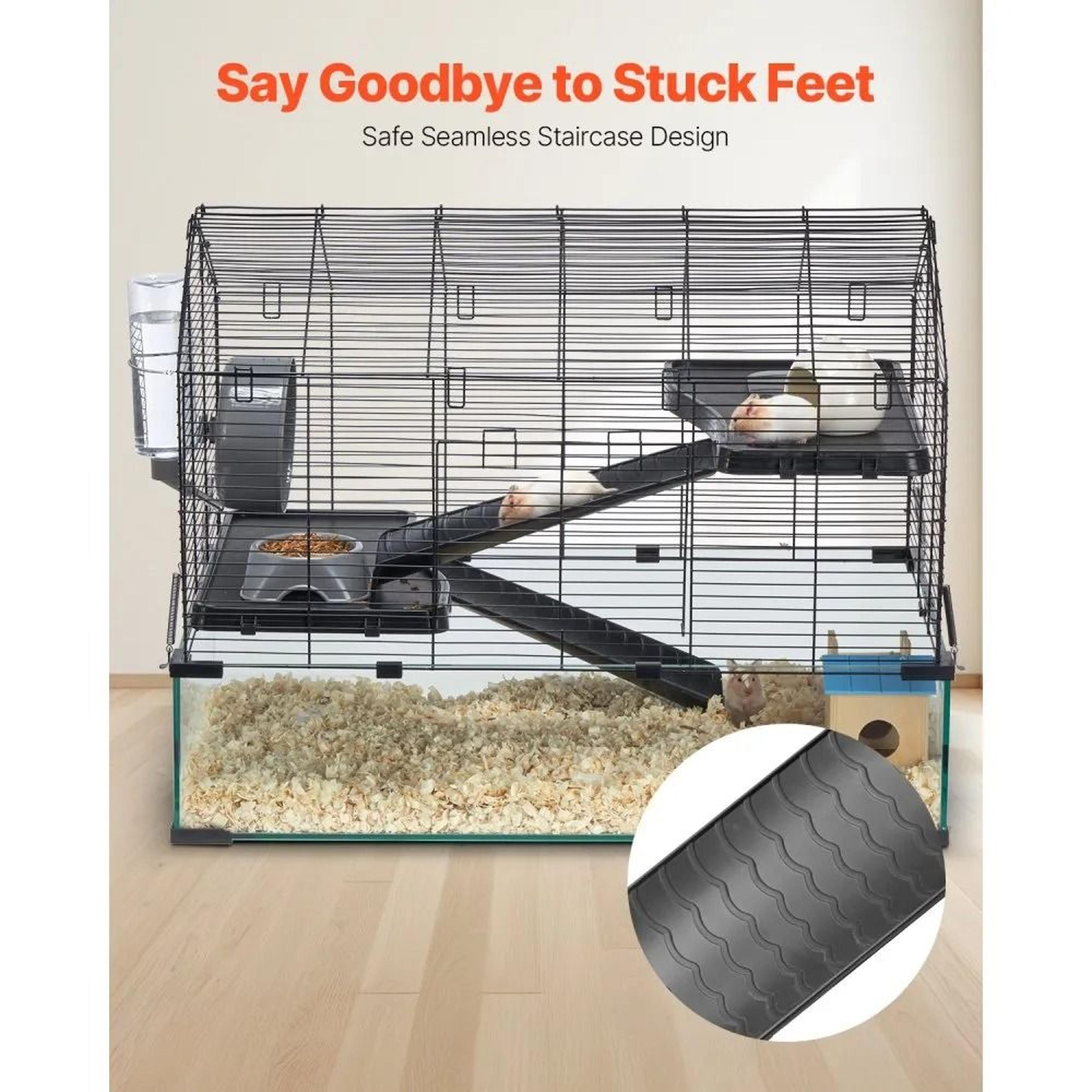 Hamster Cage With Transparent Viewing And Ventilated Metal Mesh Design 3