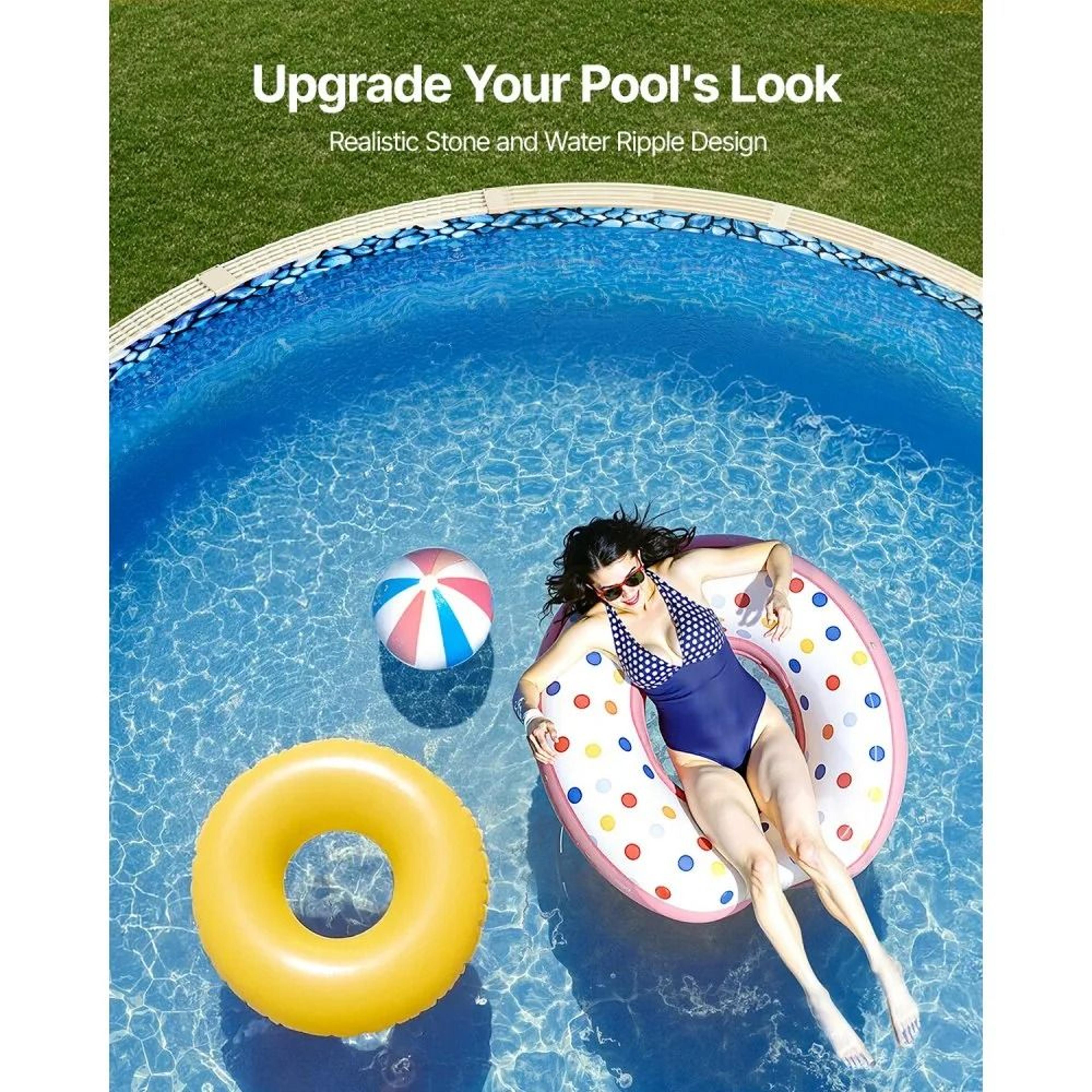 8 Ft Round Above Ground Pool Liner With Overlap Design And Durable Vinyl Construction 3