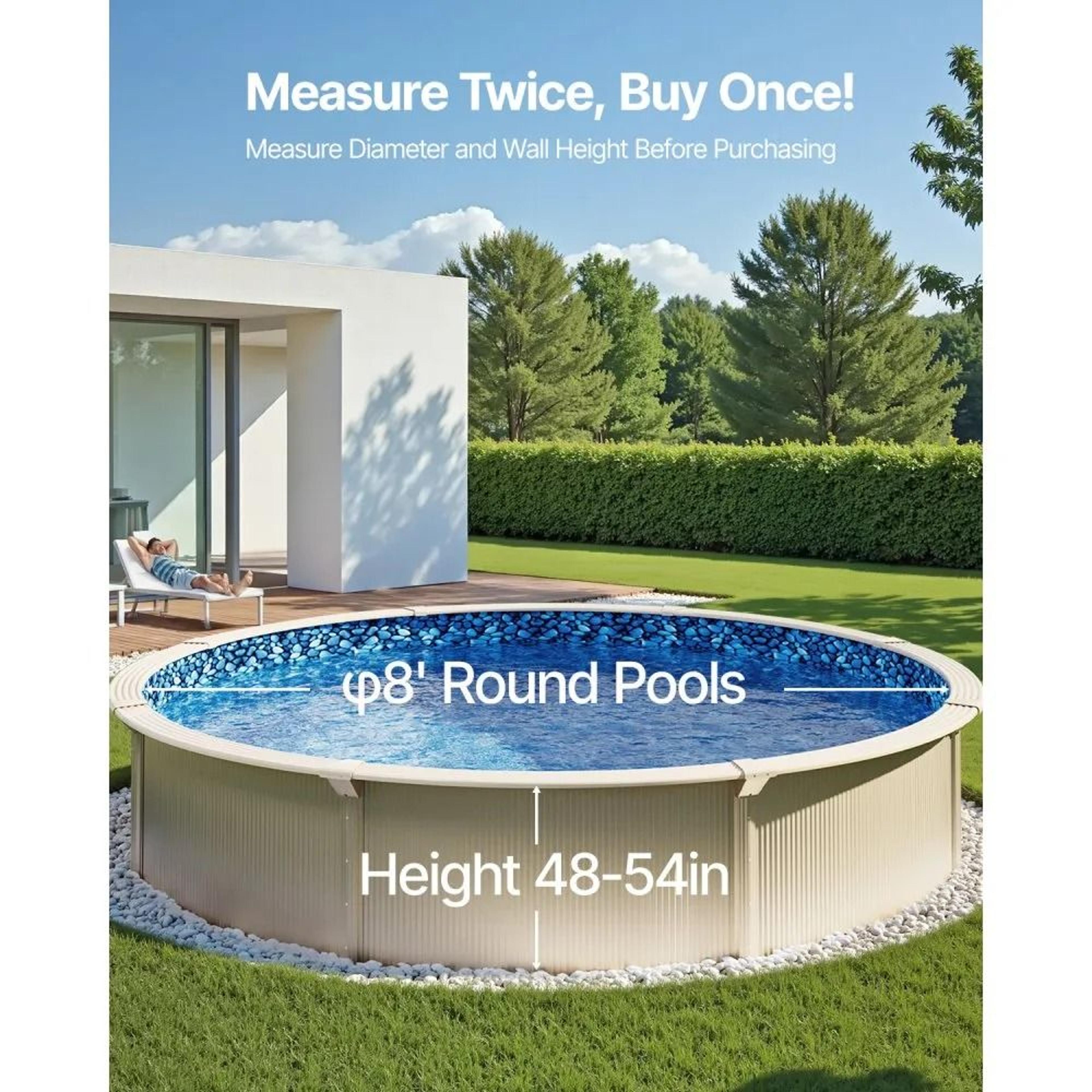 8 Ft Round Above Ground Pool Liner With Overlap Design And Durable Vinyl Construction 1
