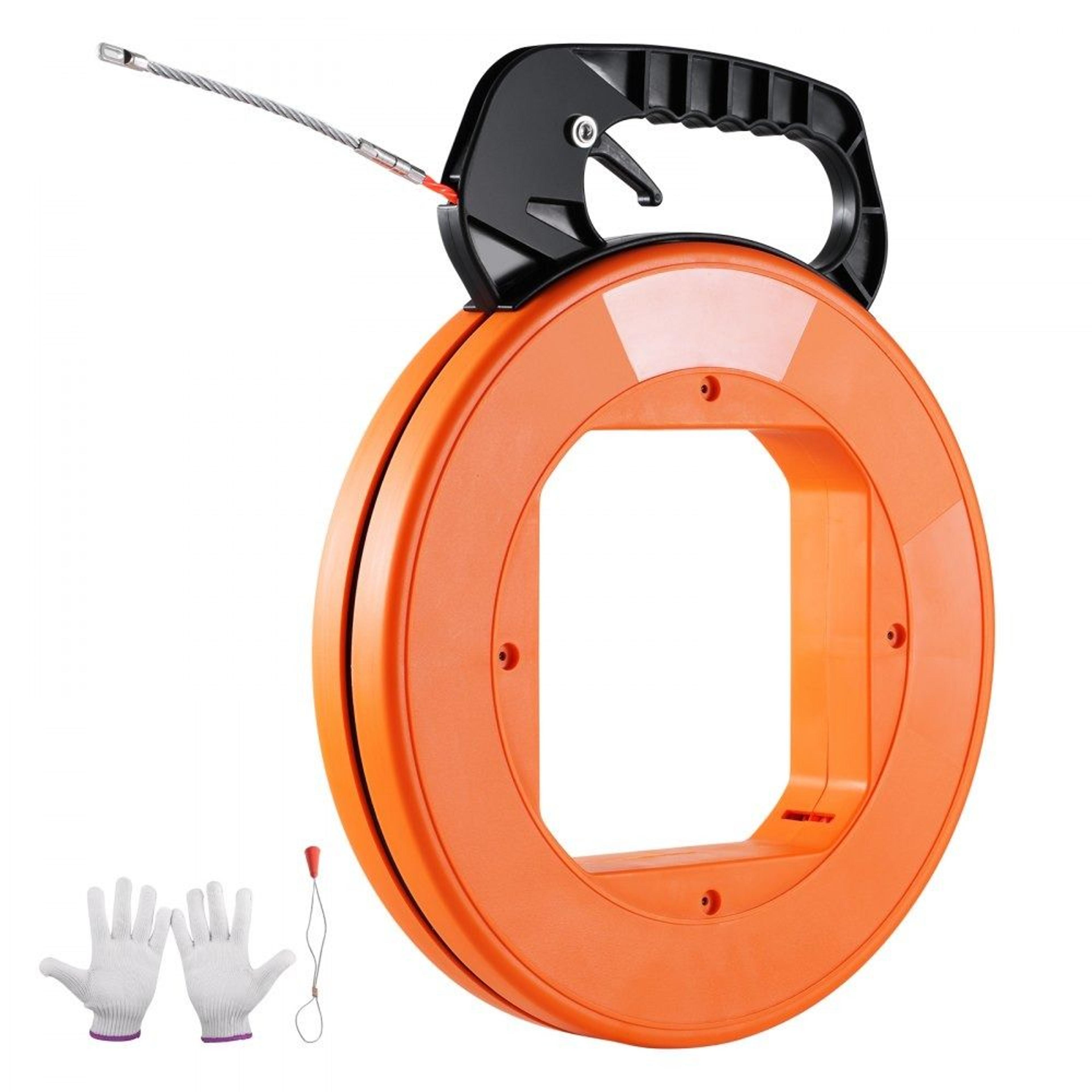 100 ft fish tape wire puller with 1/4-inch flexible pet cable guide and thumb lock