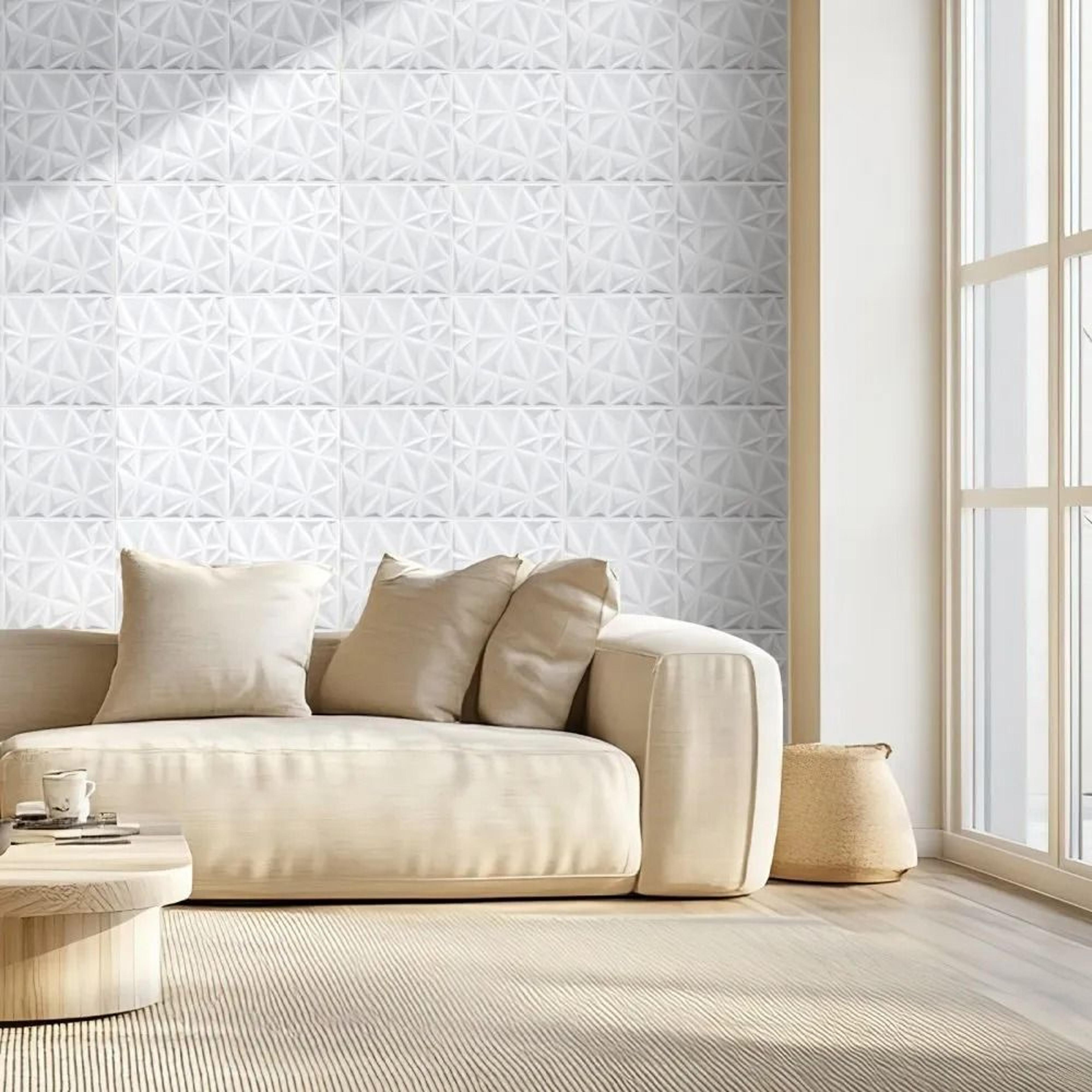 3D Wall Panels 33Pack Matte White PVC Diamond Design For Accent Walls 8