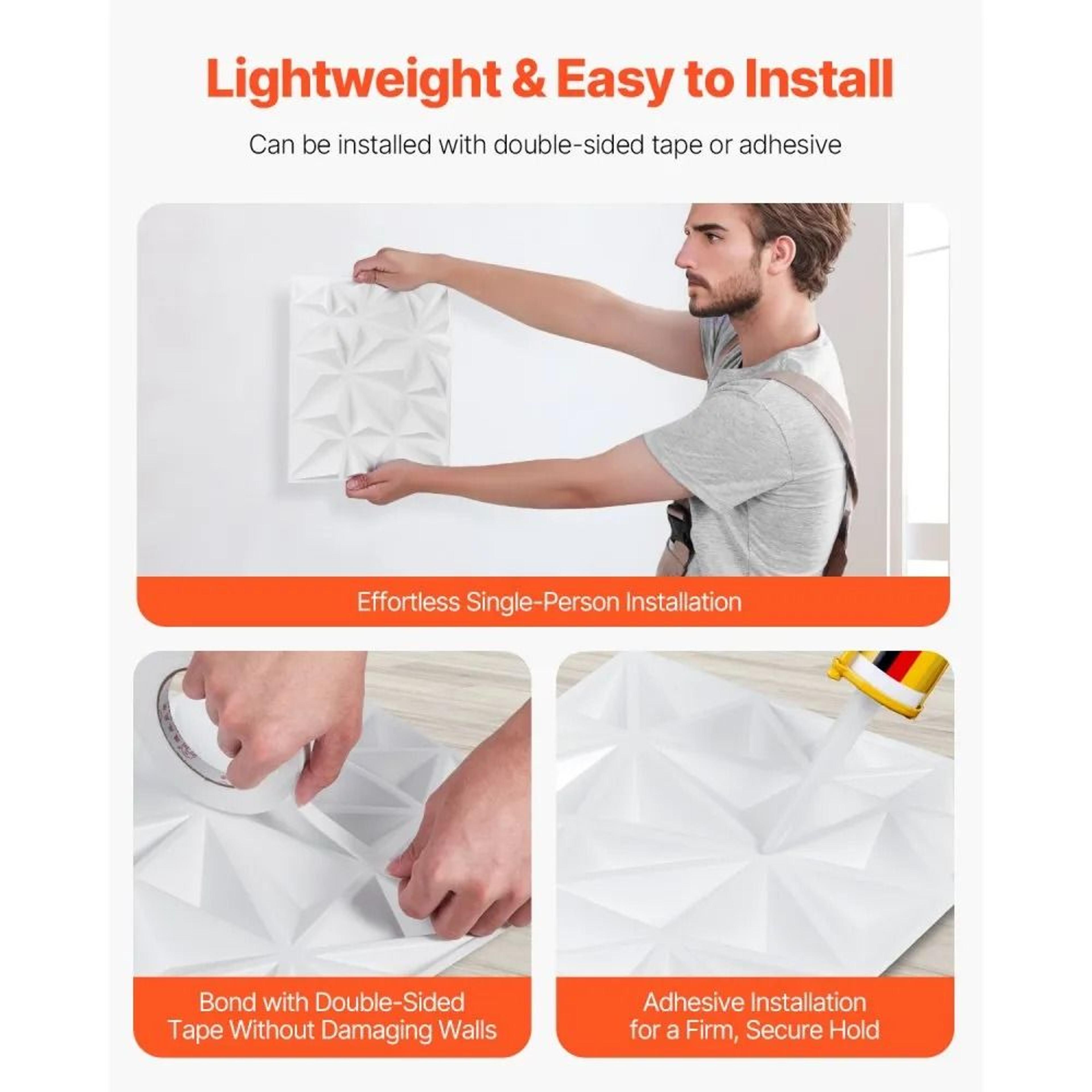 3D Wall Panels 33Pack Matte White PVC Diamond Design For Accent Walls 7