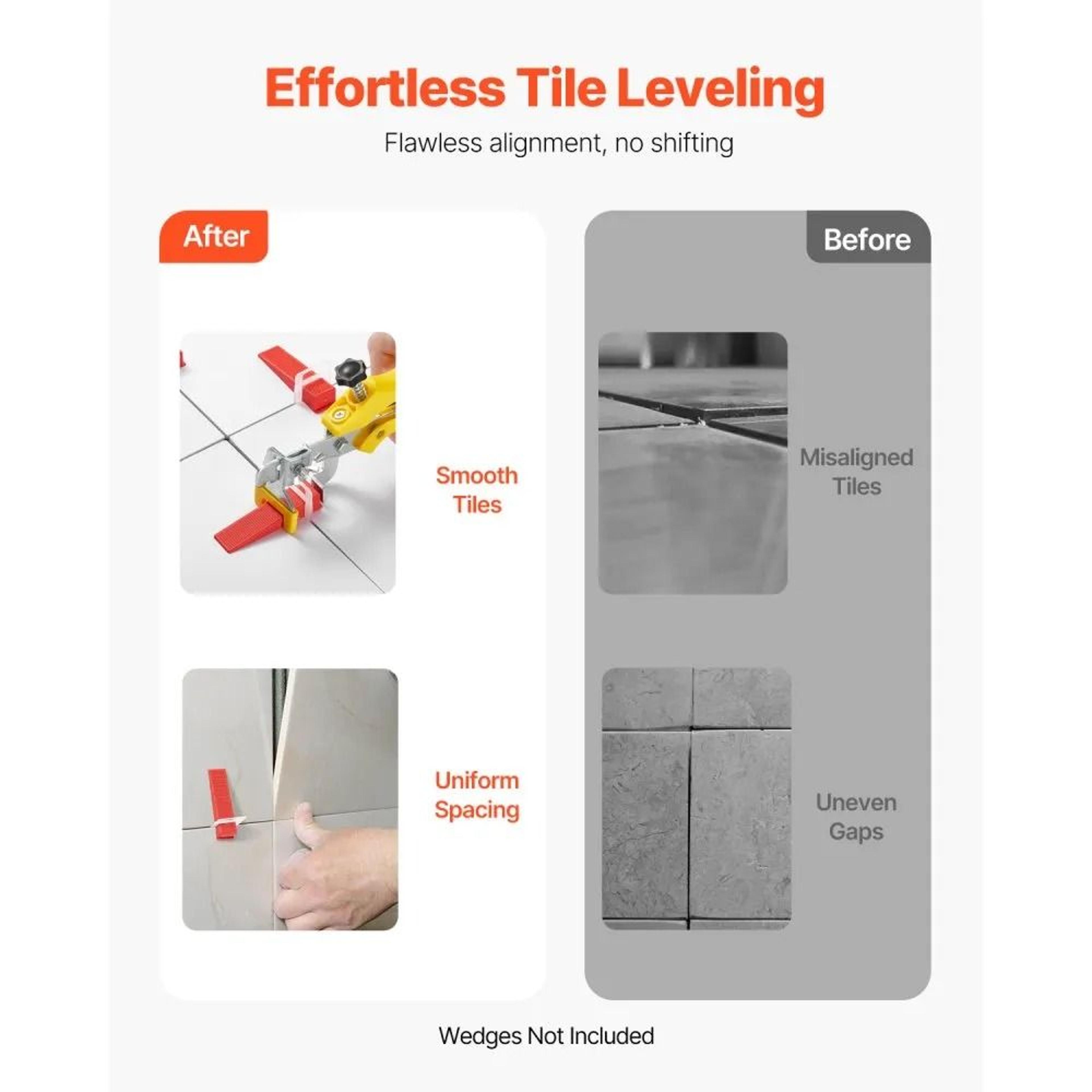 Tile Leveling System With 700 Clips 200 Reusable Wedges And Tile Pliers 2