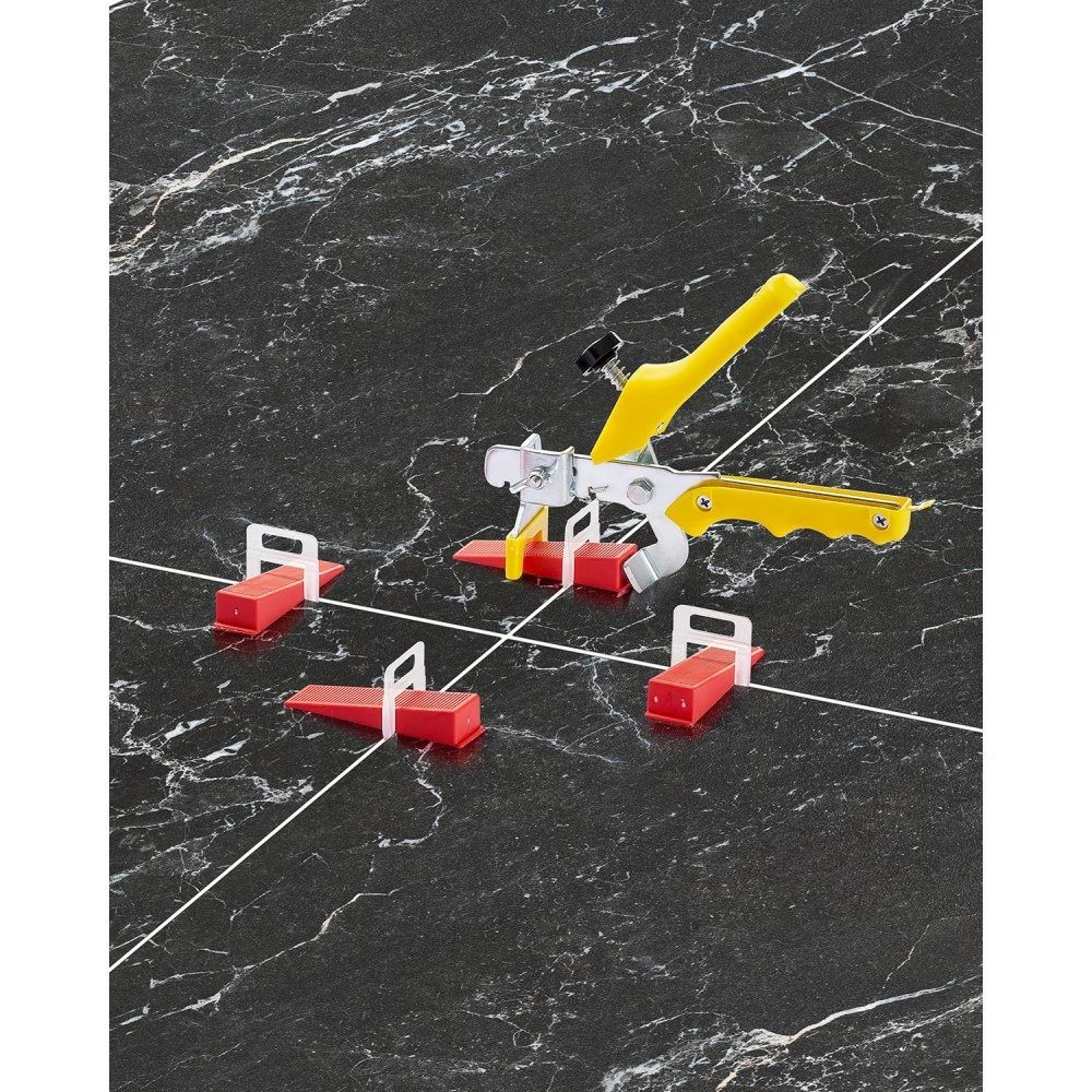 tile leveling system with 700 clips 200 reusable wedges and tile pliers