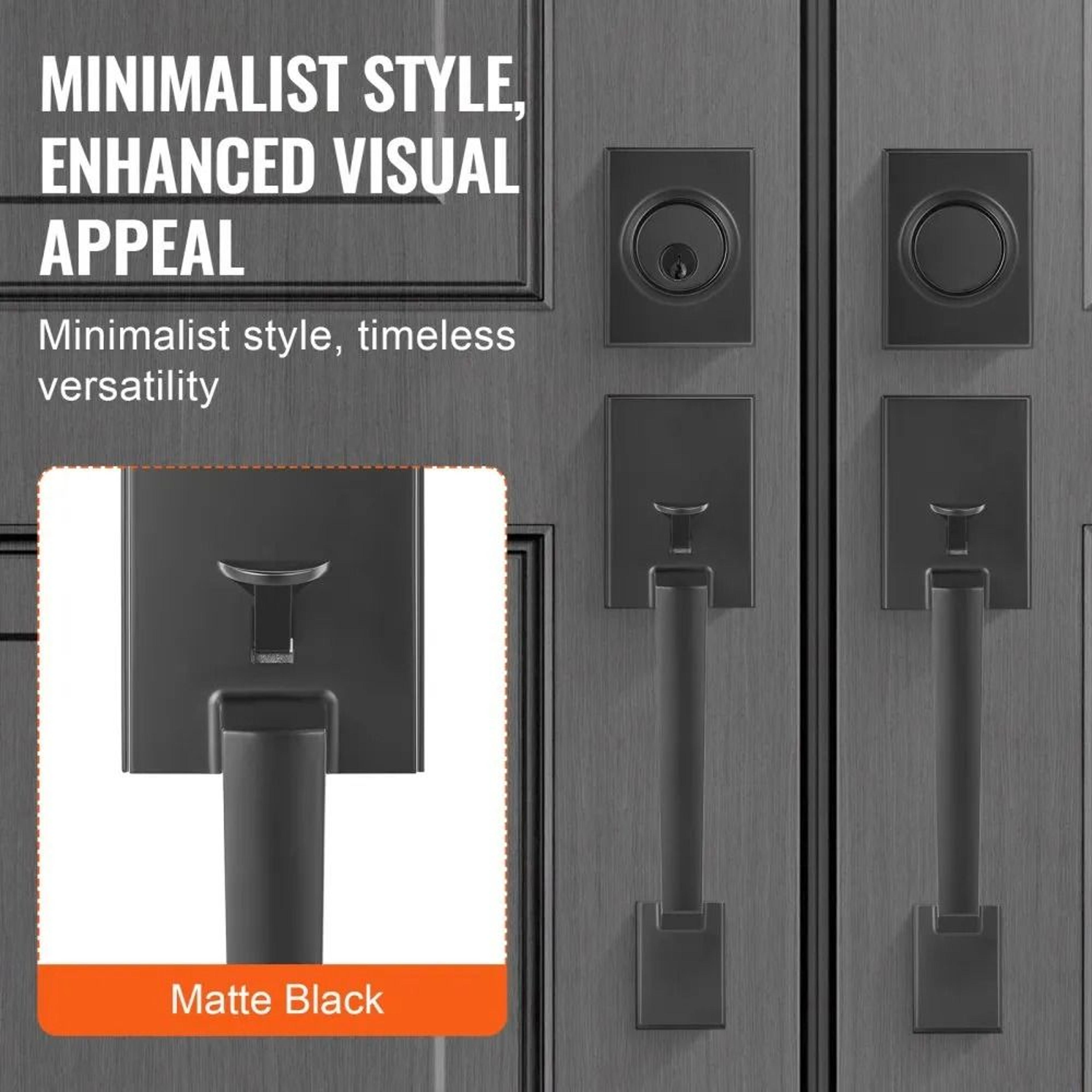 Double Door Handle Set With Reversible Square Levers And Matte Black Finish 3