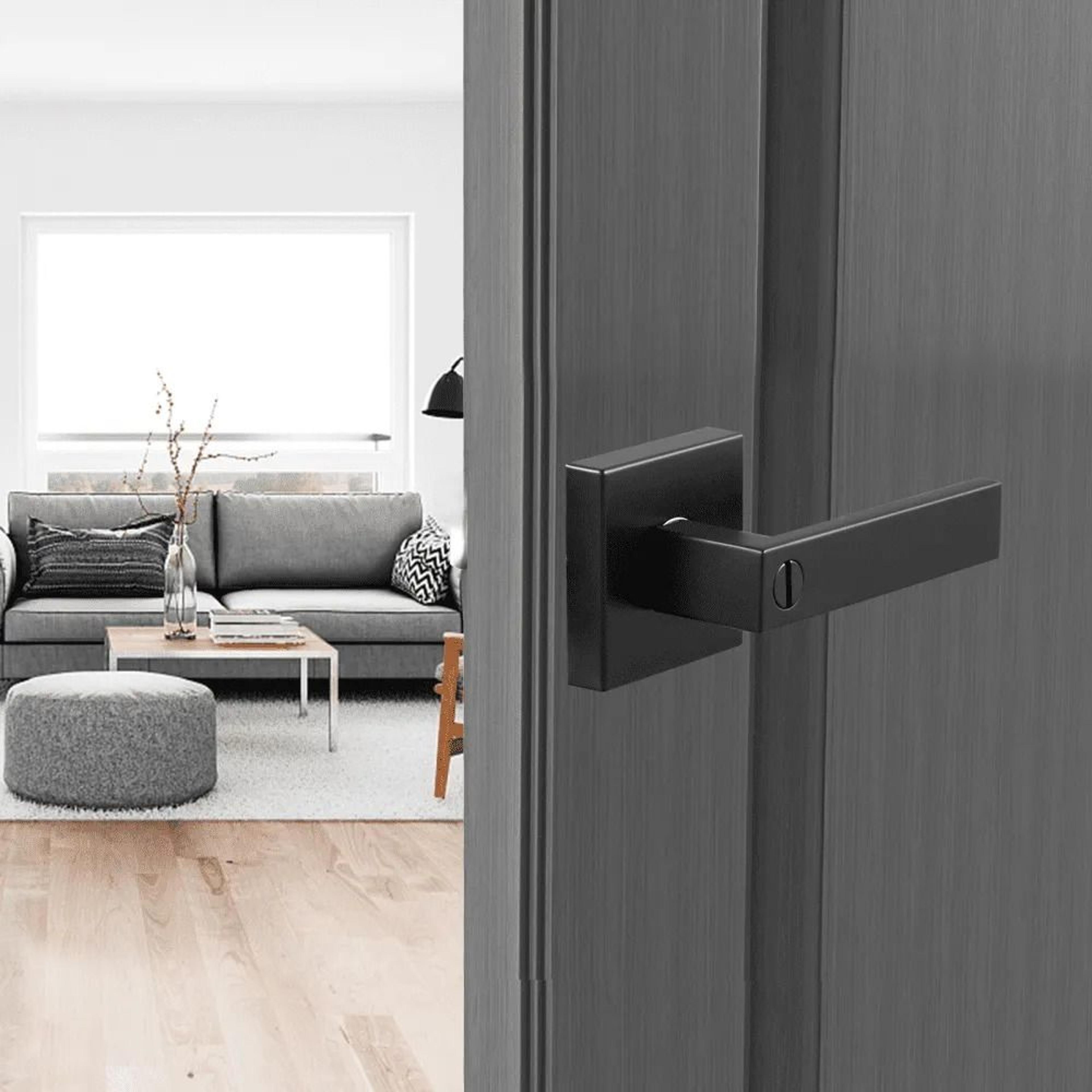 Privacy Door Handles 5Pack Matte Black Reversible Levers With Keyless Locks 6