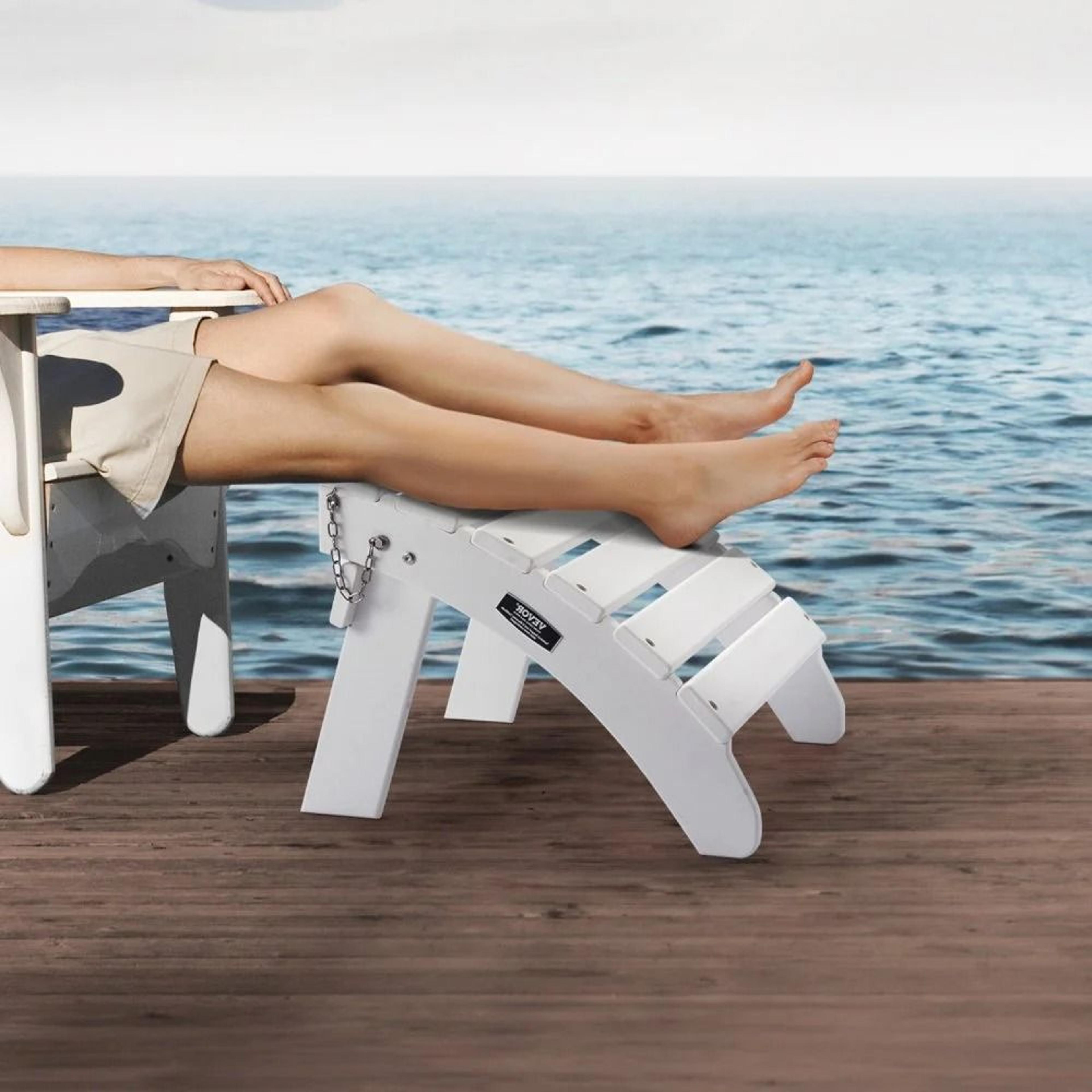 folding adirondack ottoman with weather-resistant plastic footrest