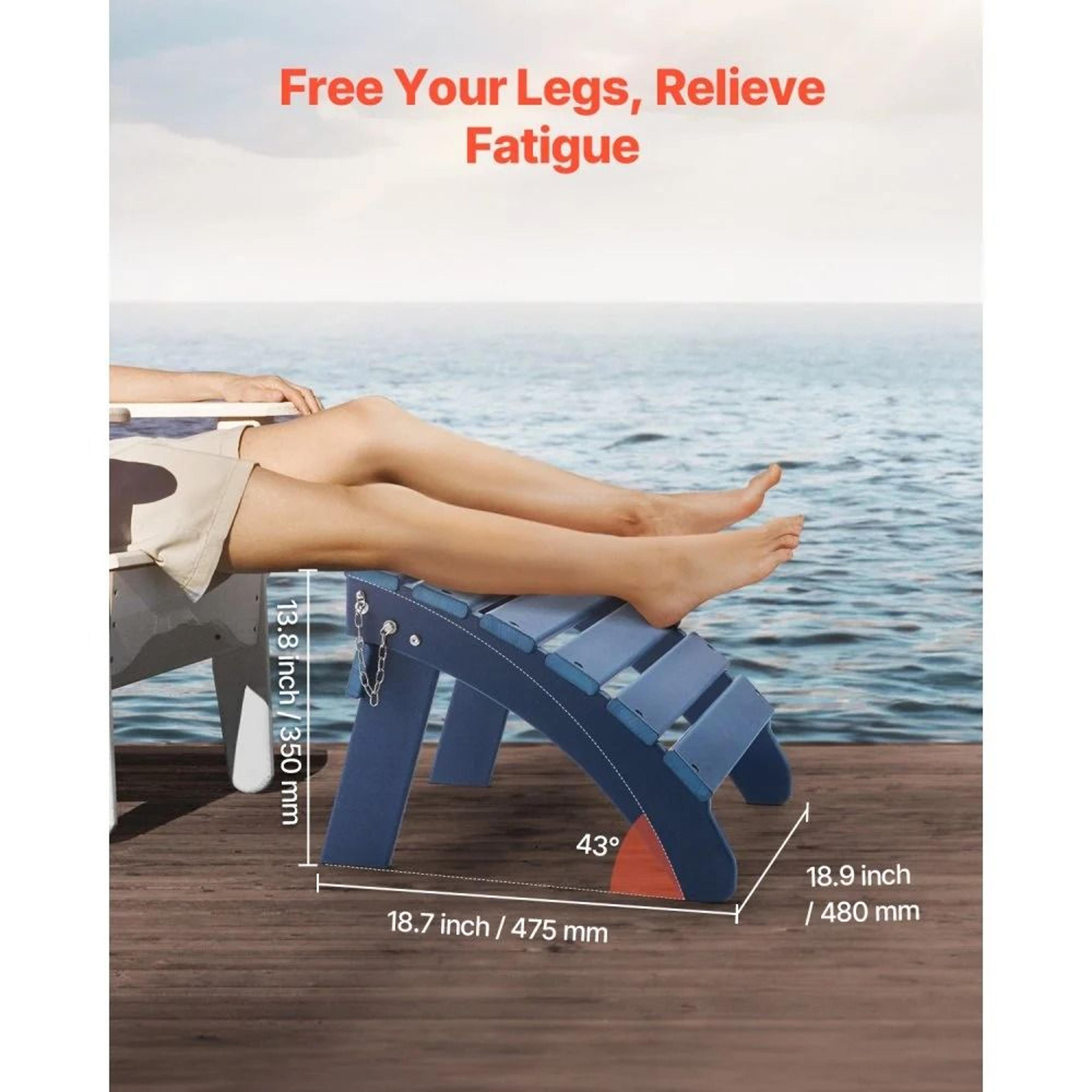 Adirondack Ottoman Set Of 2 Folding HDPE Outdoor Footrests 4