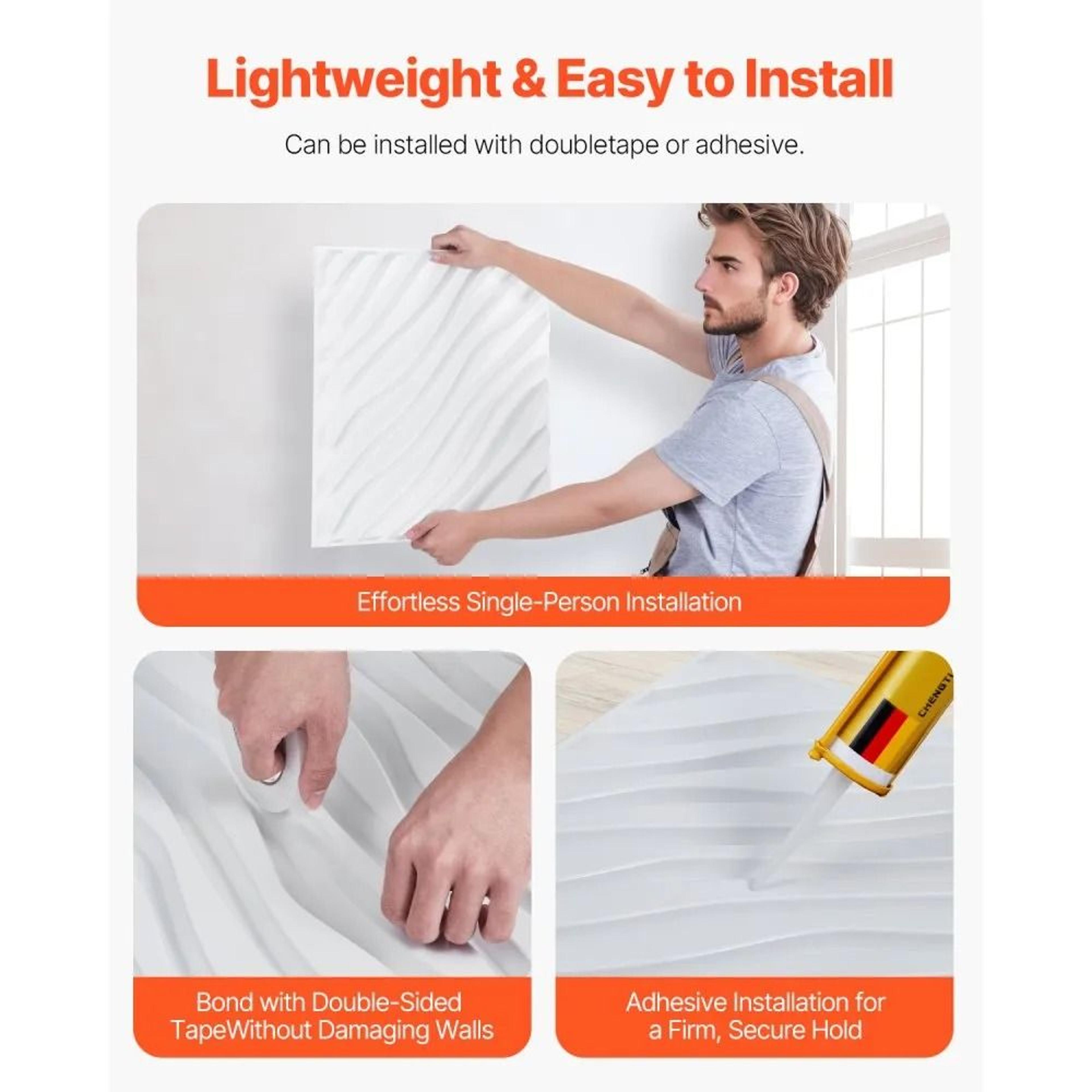 3D Wall Panels 12Pack PVC Wave Textured Wall Tiles 32 Sq Ft Matte White 5