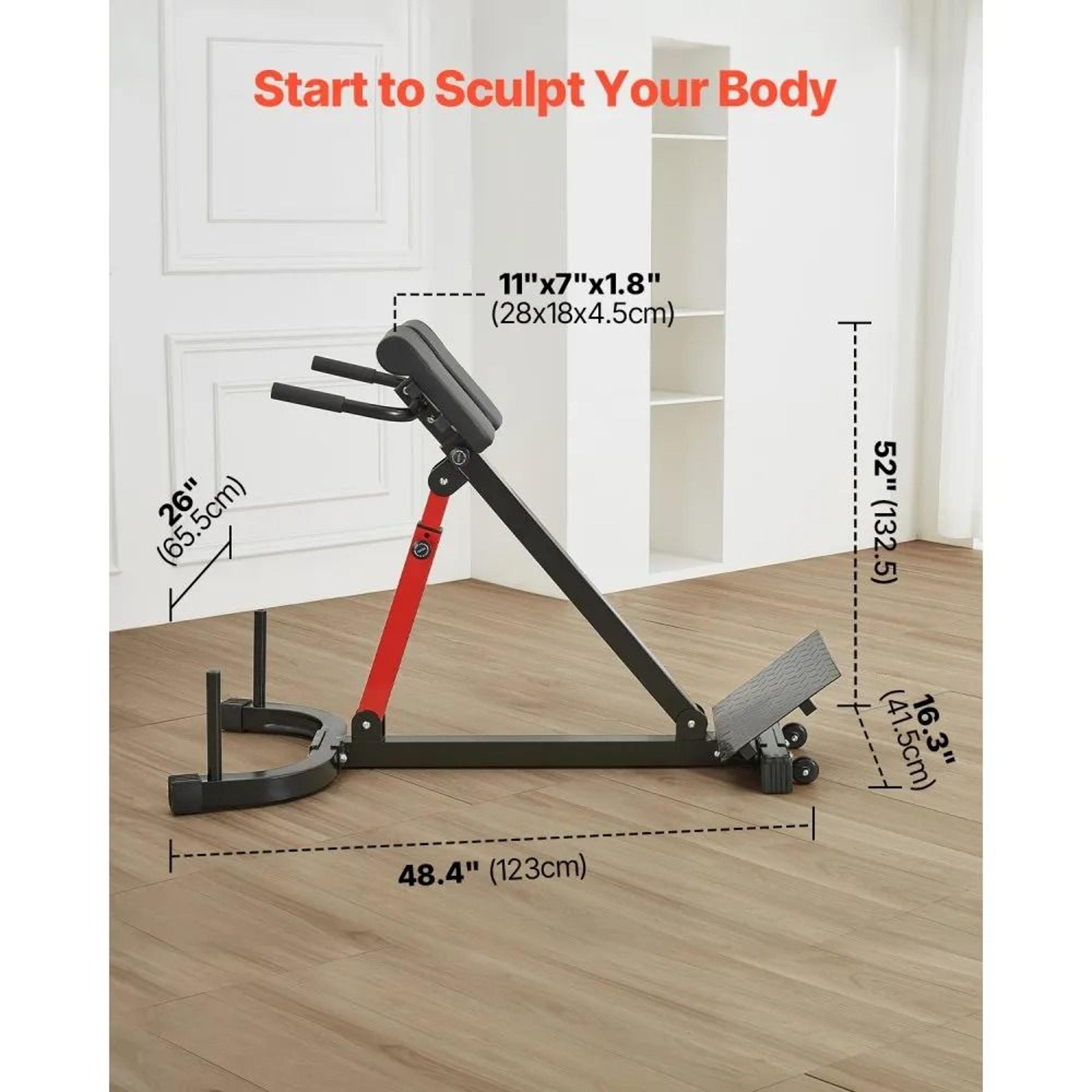 Roman Chair Hyperextension Bench With Adjustable Back Pad And 350 Lb Capacity 4