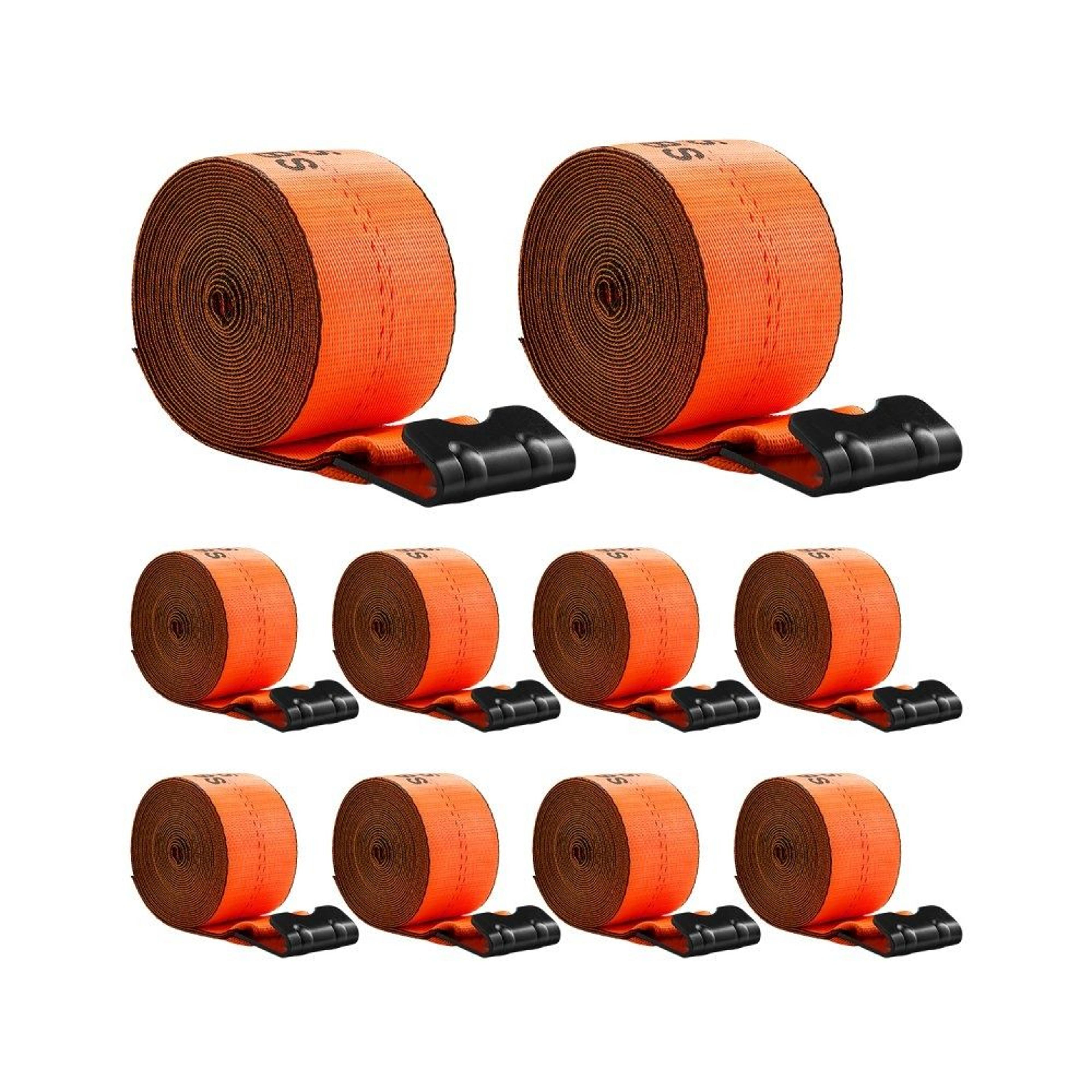 heavy duty winch straps 4 inch x 30 ft with flat hooks - 10 pack cargo tie downs