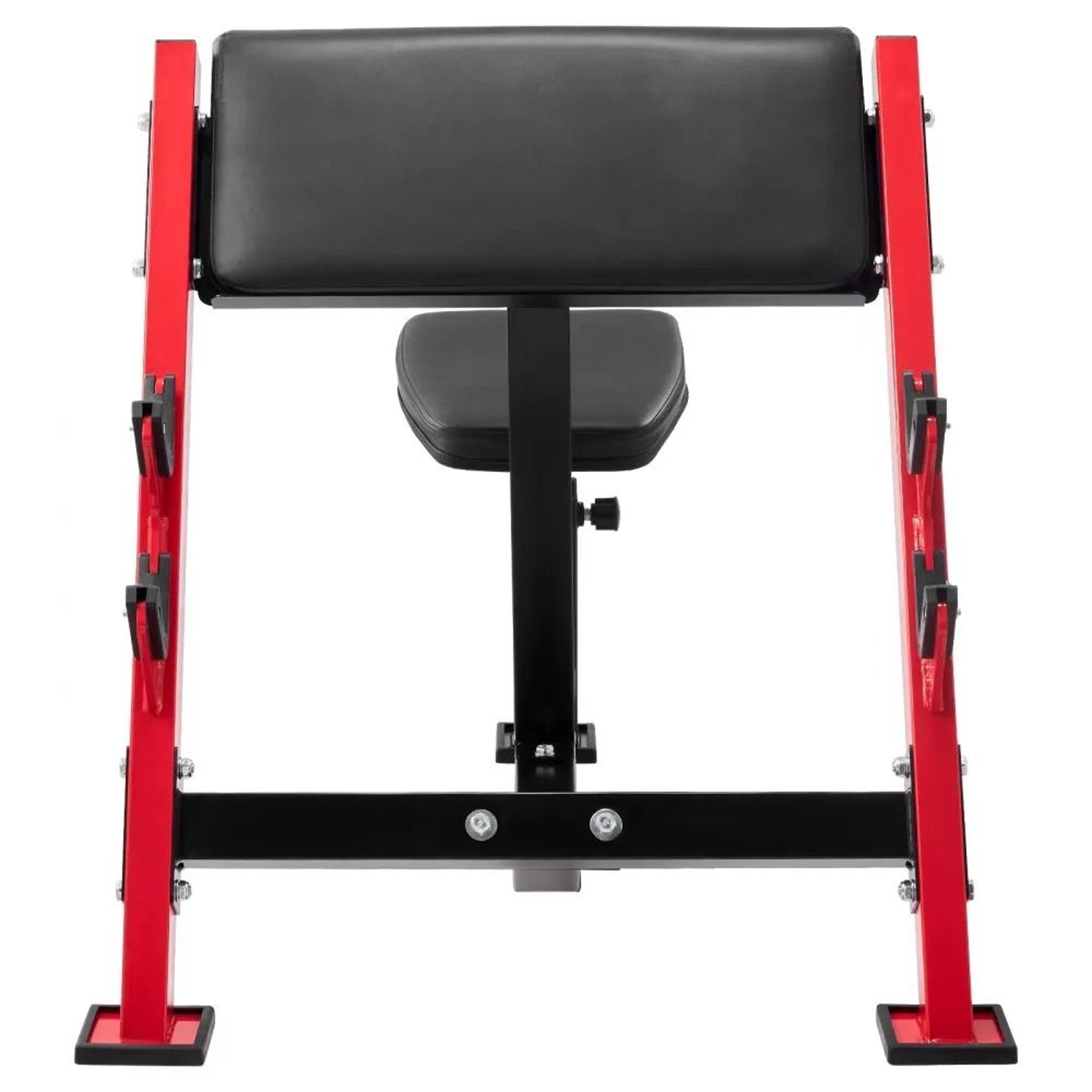 Preacher Curl Bench With Adjustable Seat And Barbell Holders For Bicep Training 8