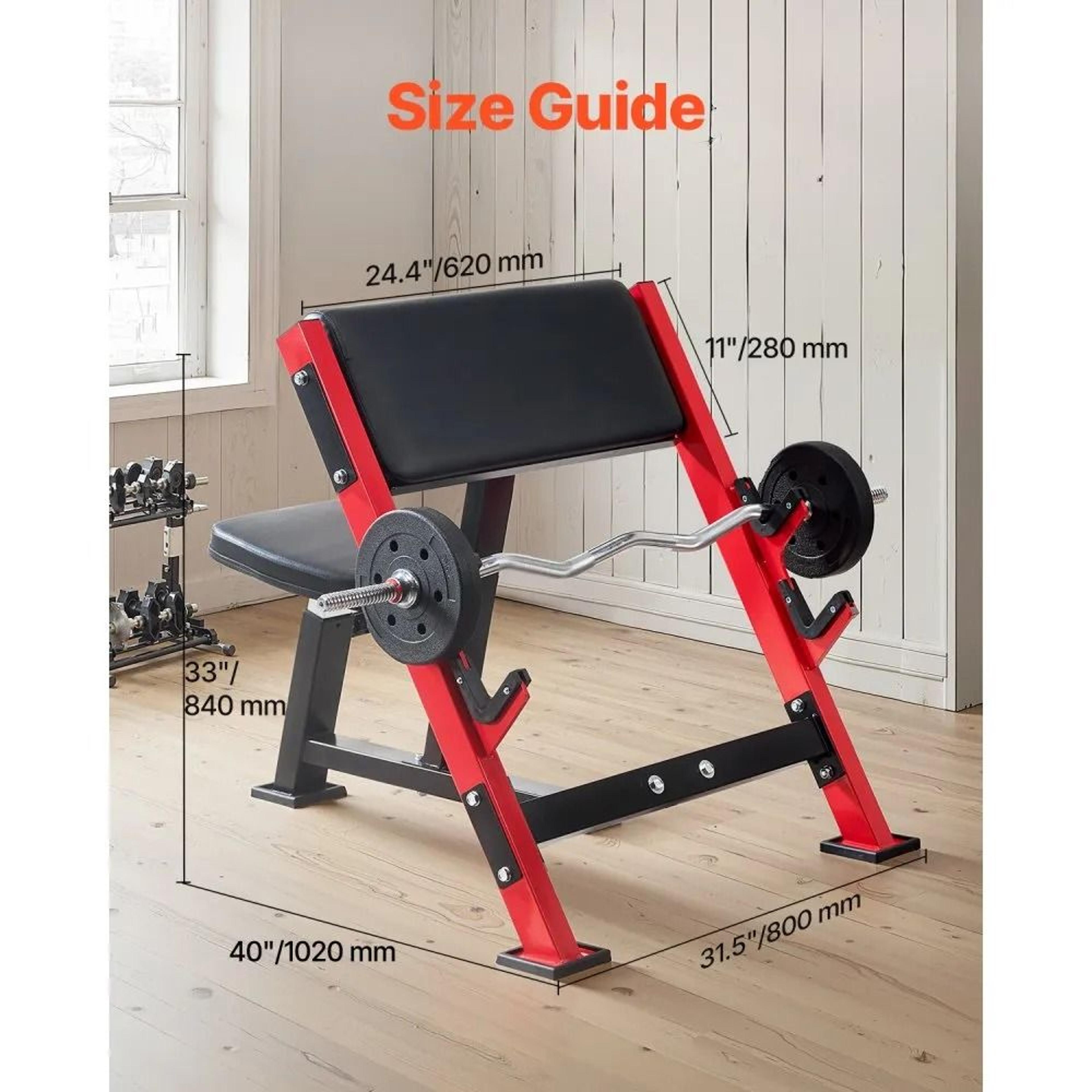 Preacher Curl Bench With Adjustable Seat And Barbell Holders For Bicep Training 4