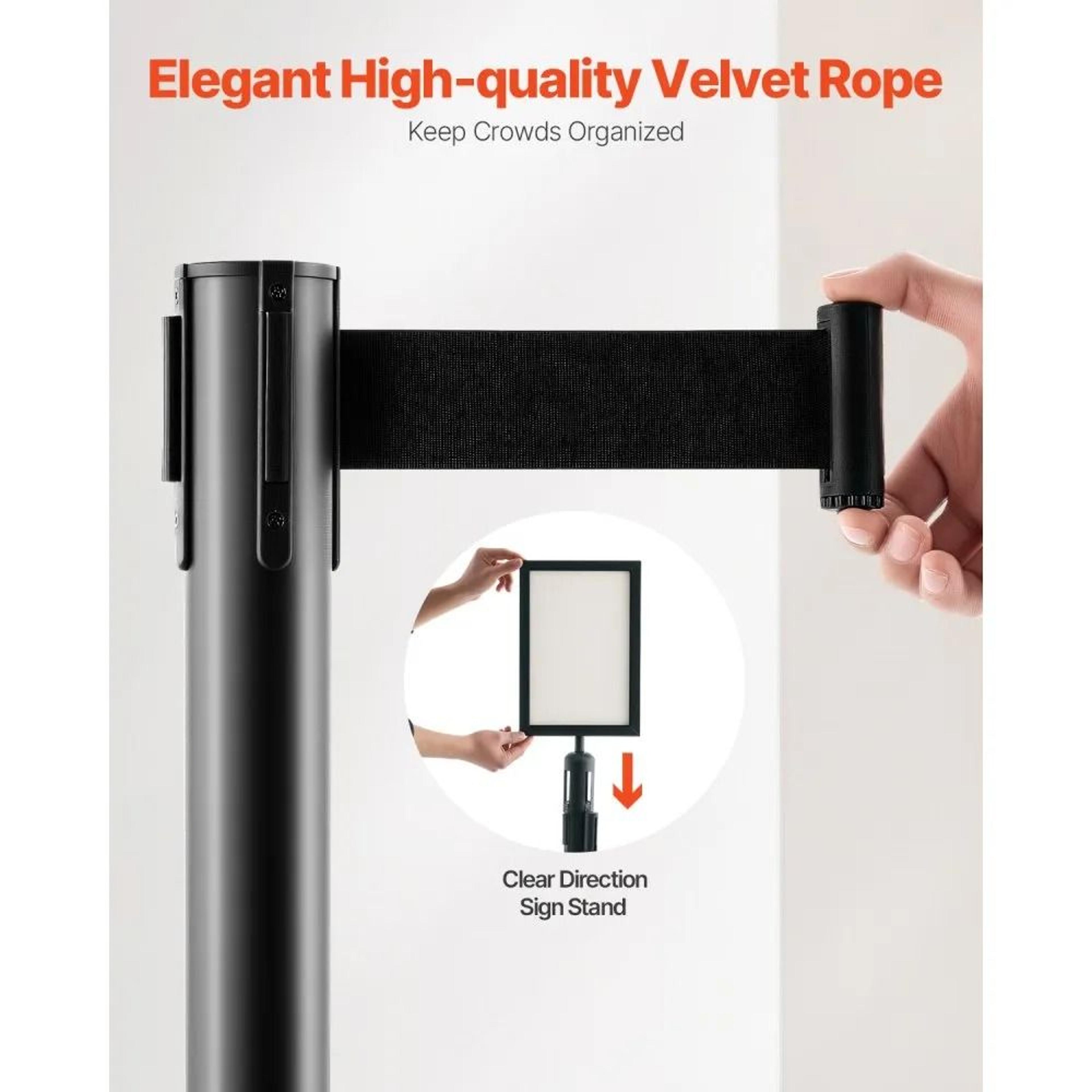 Stanchion Posts 8Piece Crowd Control Barrier Set With Retractable Belts And Fillable Bases 2