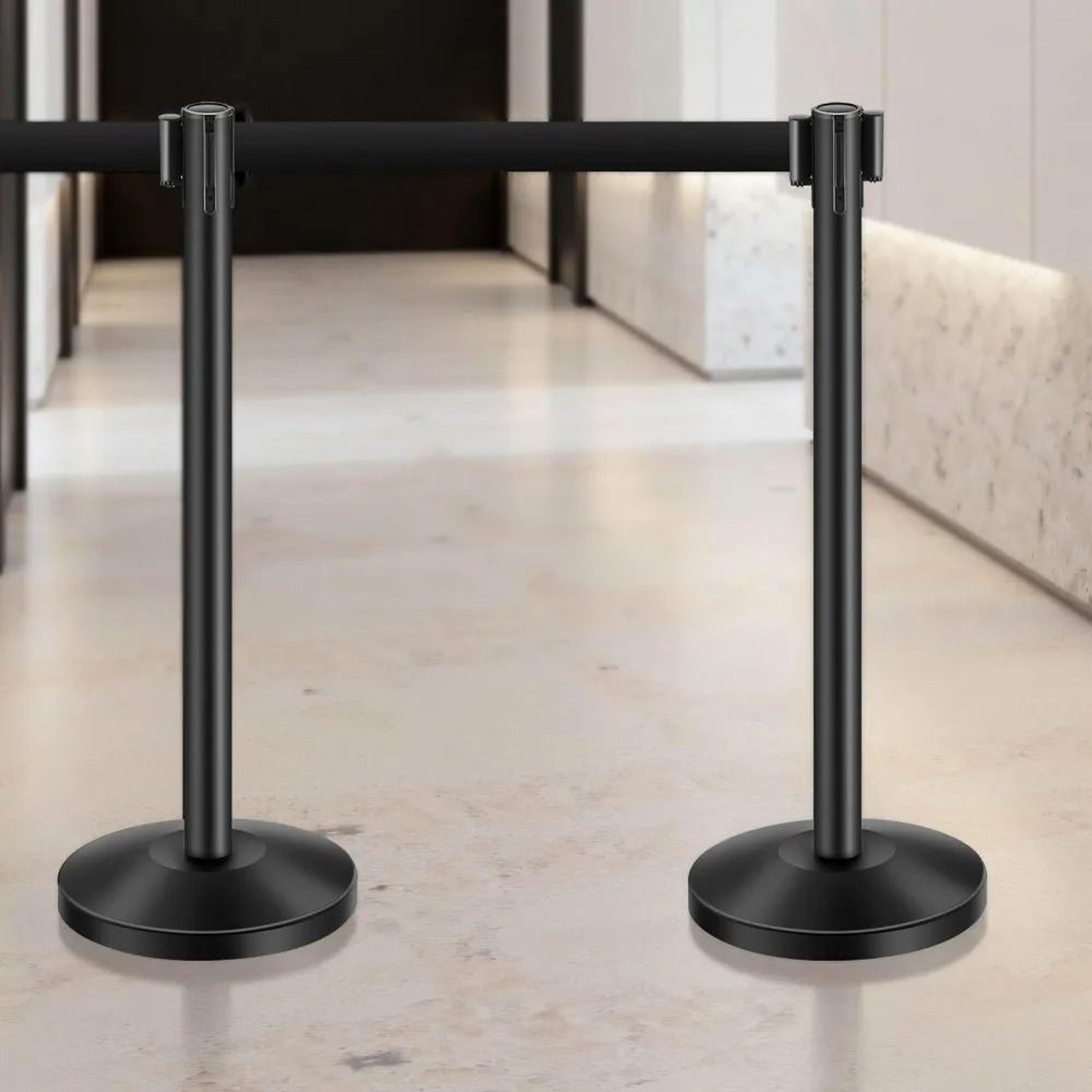 Stanchion Posts 8Piece Crowd Control Barrier Set With Retractable Belts And Fillable Bases 5
