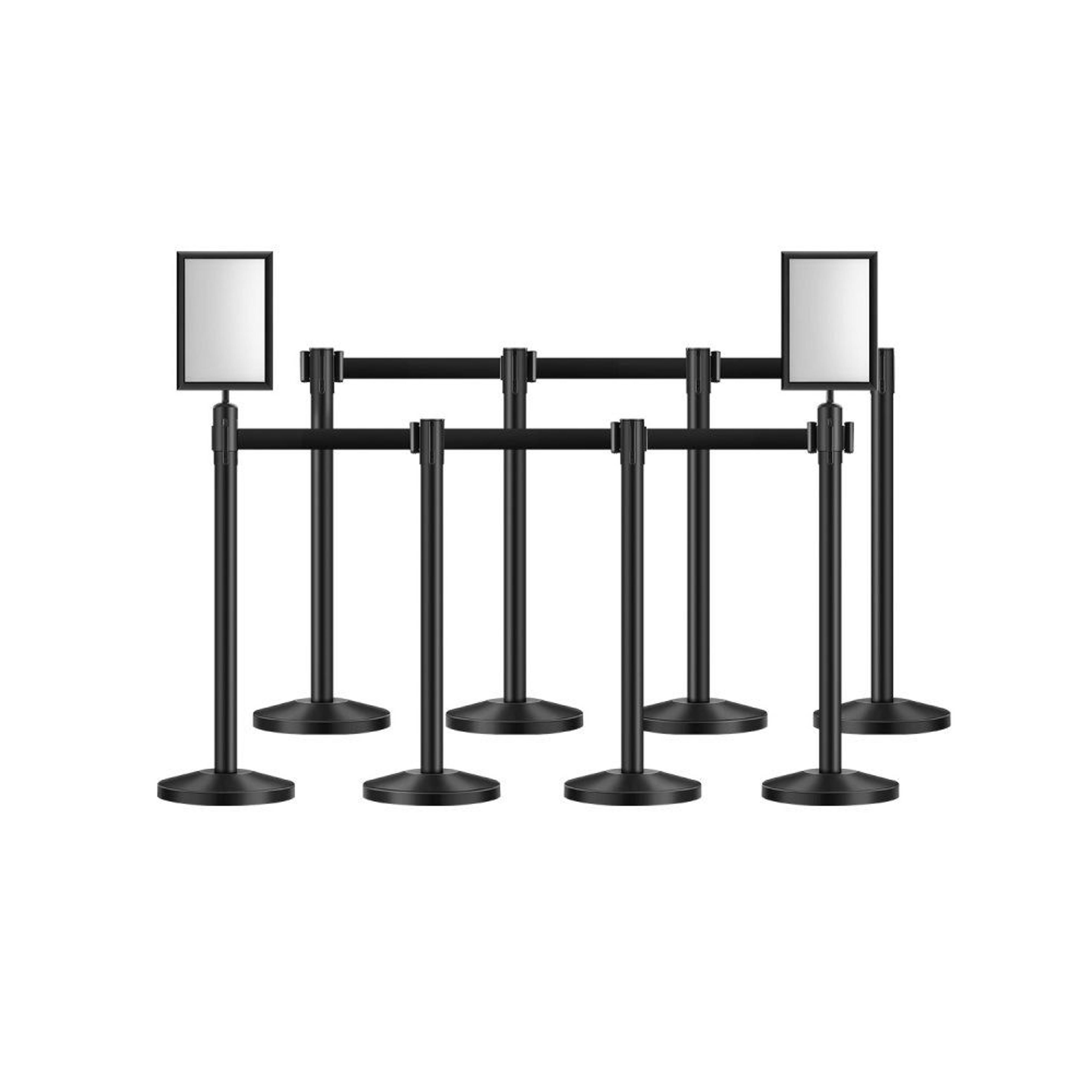Stanchion Posts 8Piece Crowd Control Barrier Set With Retractable Belts And Fillable Bases 7