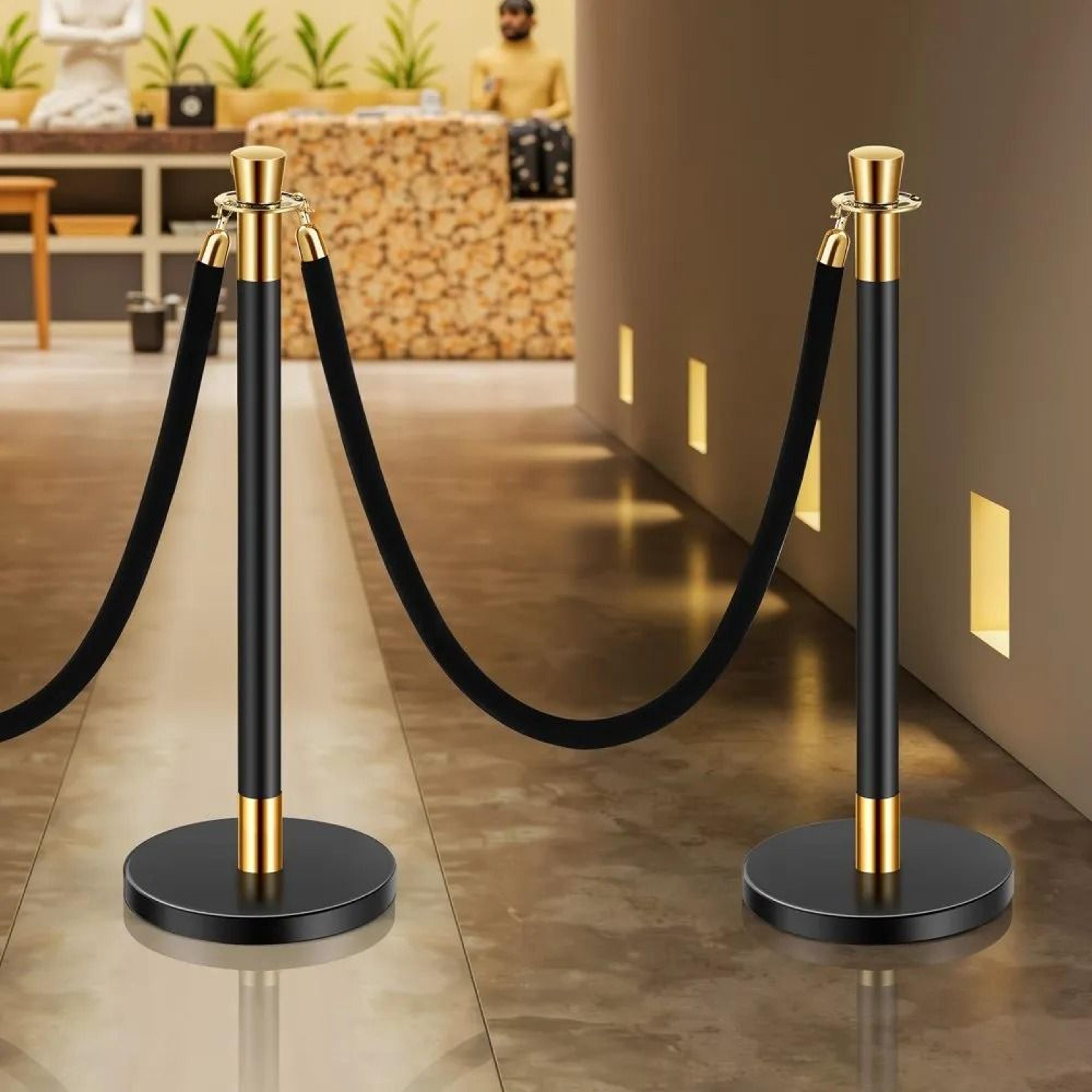Stanchions And Velvet Ropes Crowd Control Barriers With Stainless Steel Posts And Fillable Bases 5