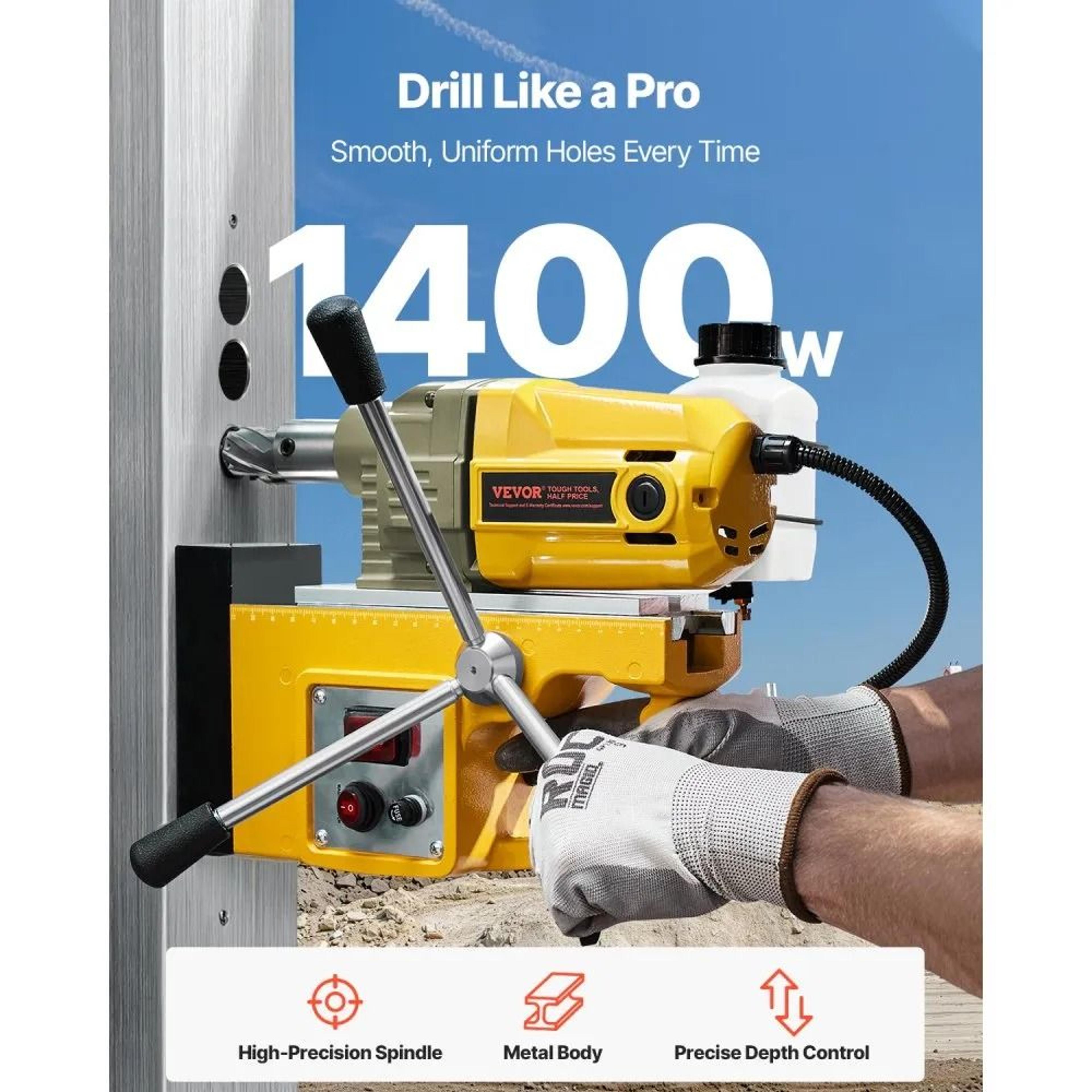 Magnetic Drill Press 1400W Portable Electric Mag Drill With 11 Coring Bits 1