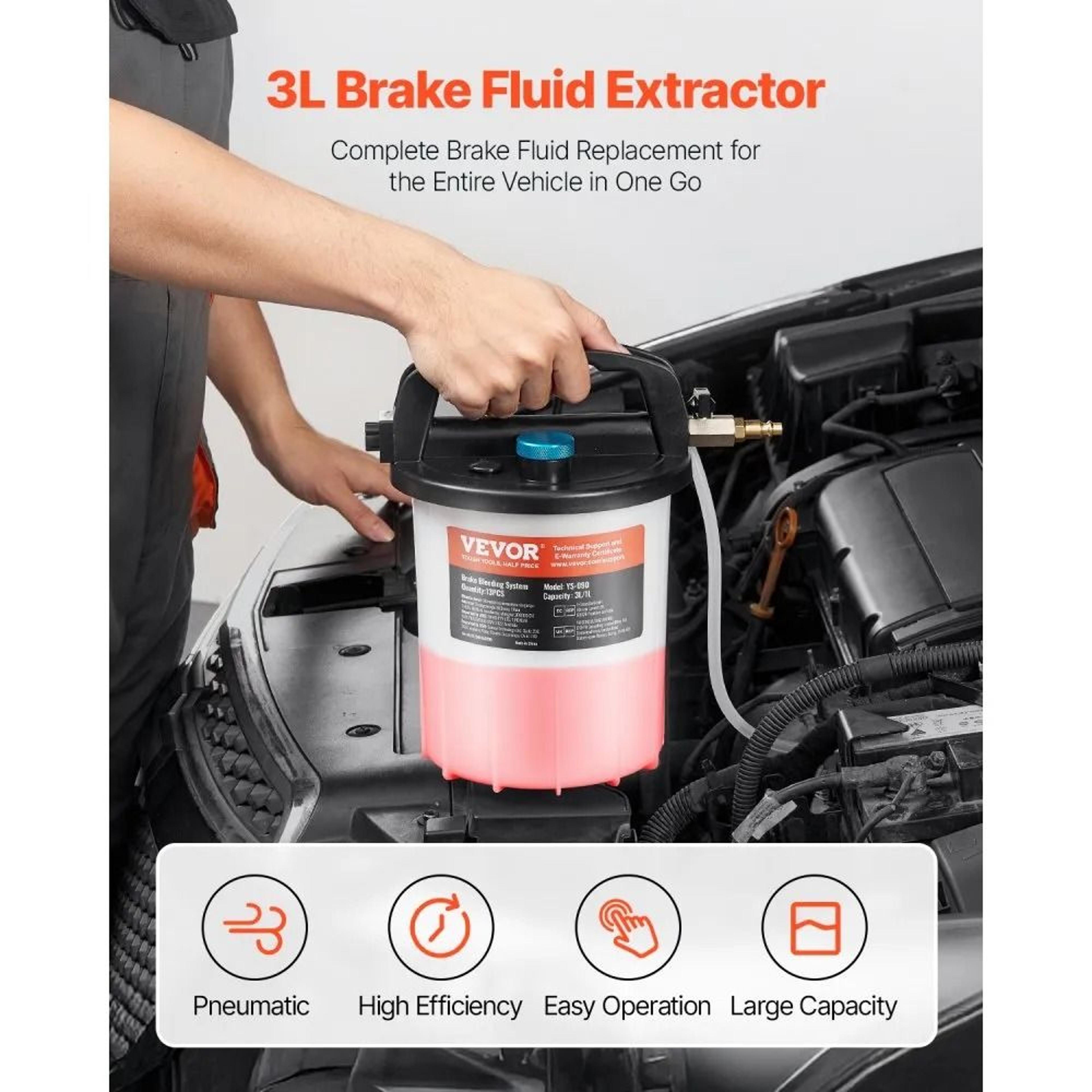 Brake Bleeder Kit With 3L Fluid Extractor And 1L Refill Bottle 4