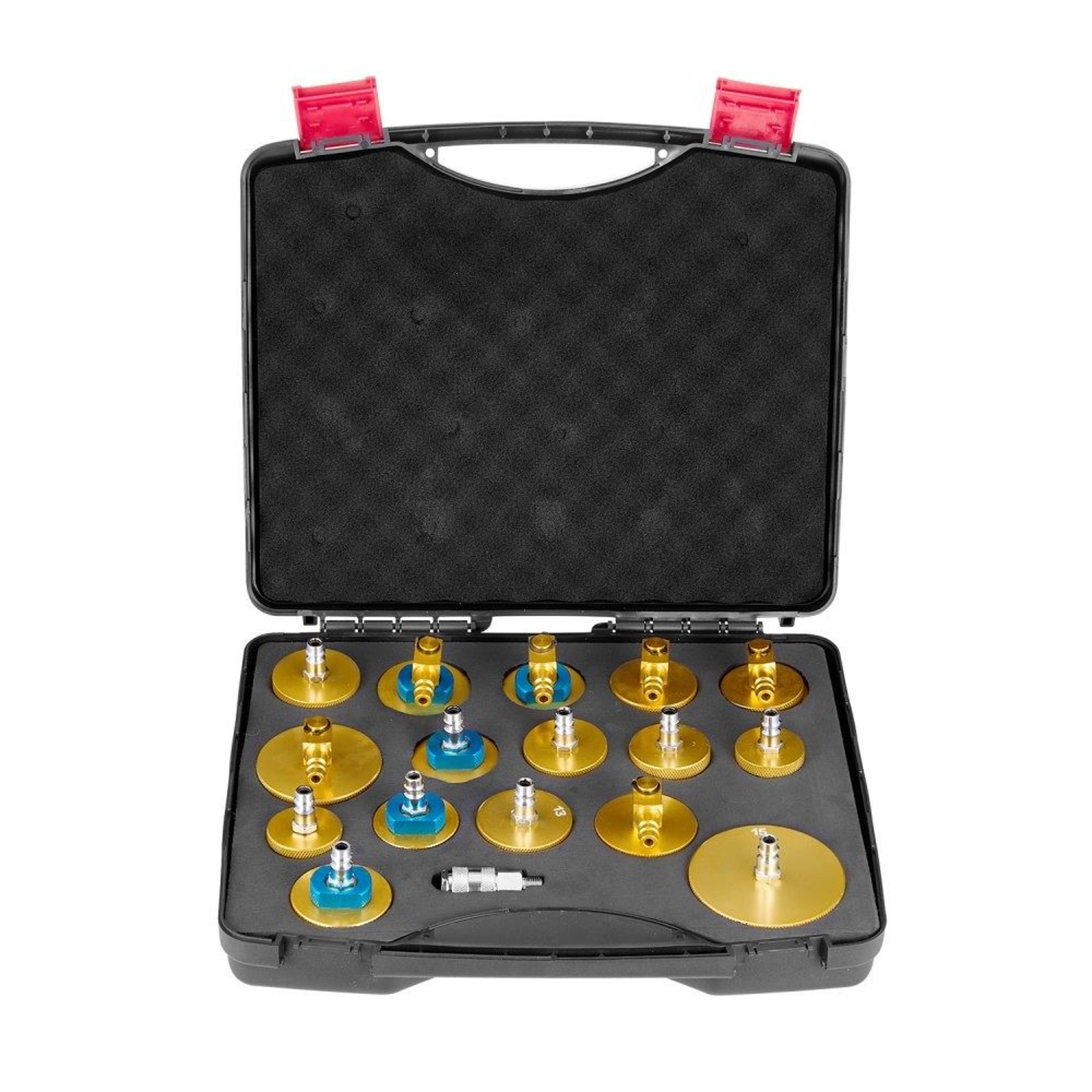 brake master cylinder bleeder kit 17-piece aluminum adapter set with carrying case