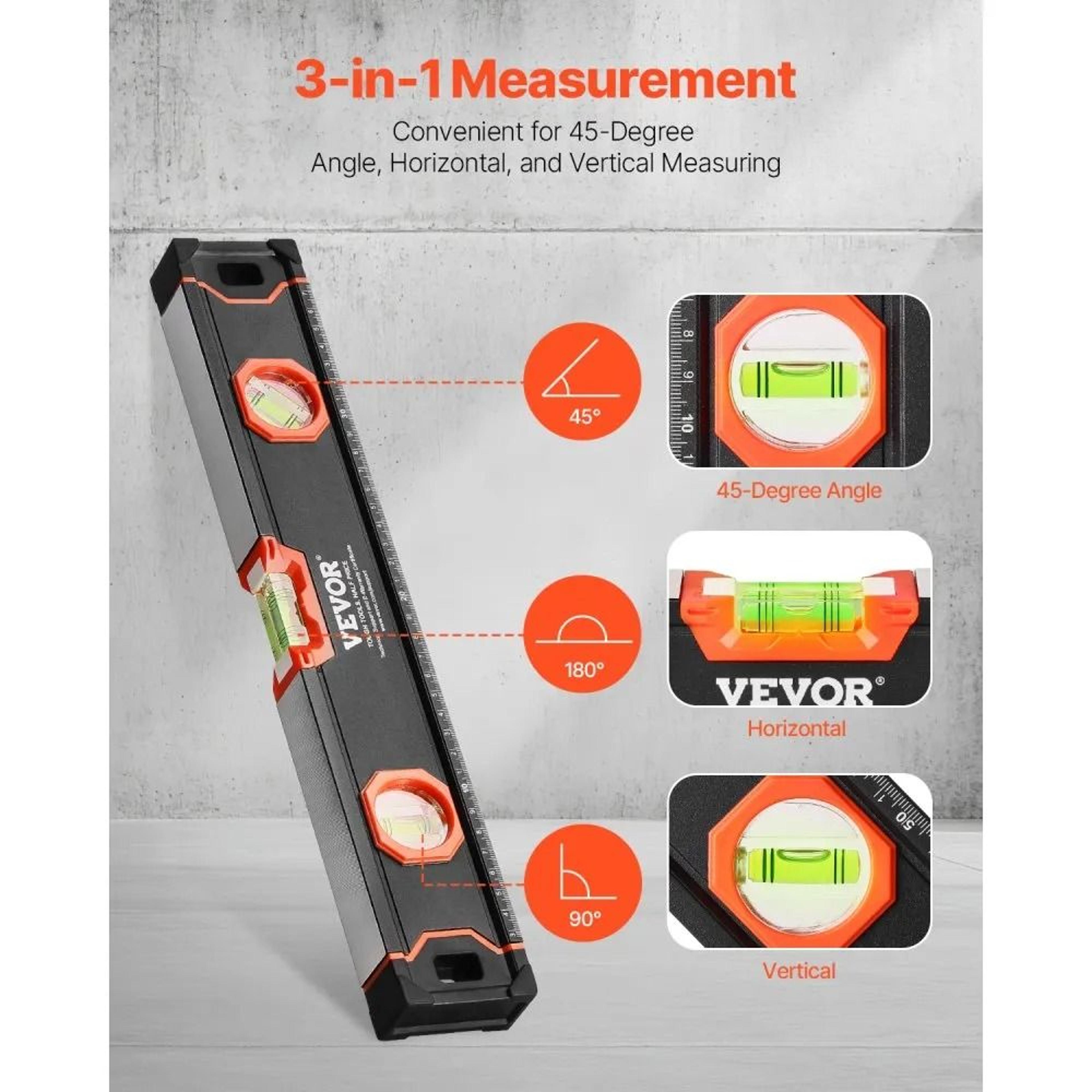 4Piece Aluminum Level Set With Magnetic 10Inch Level And Bubble Vials 3