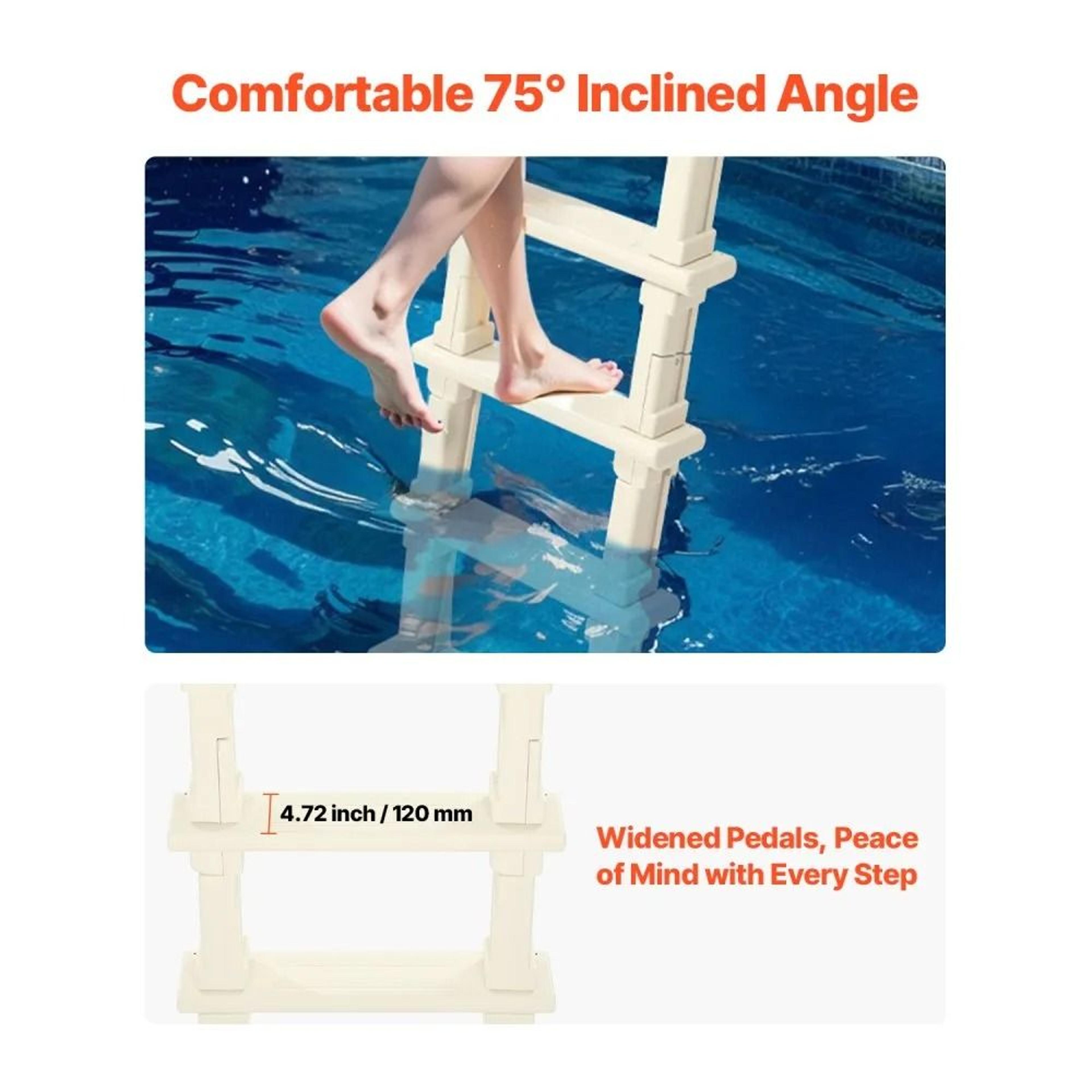 Swimming Pool Ladder With 5 NonSlip Steps And Double Handrails For 4854 Inch Pools 4