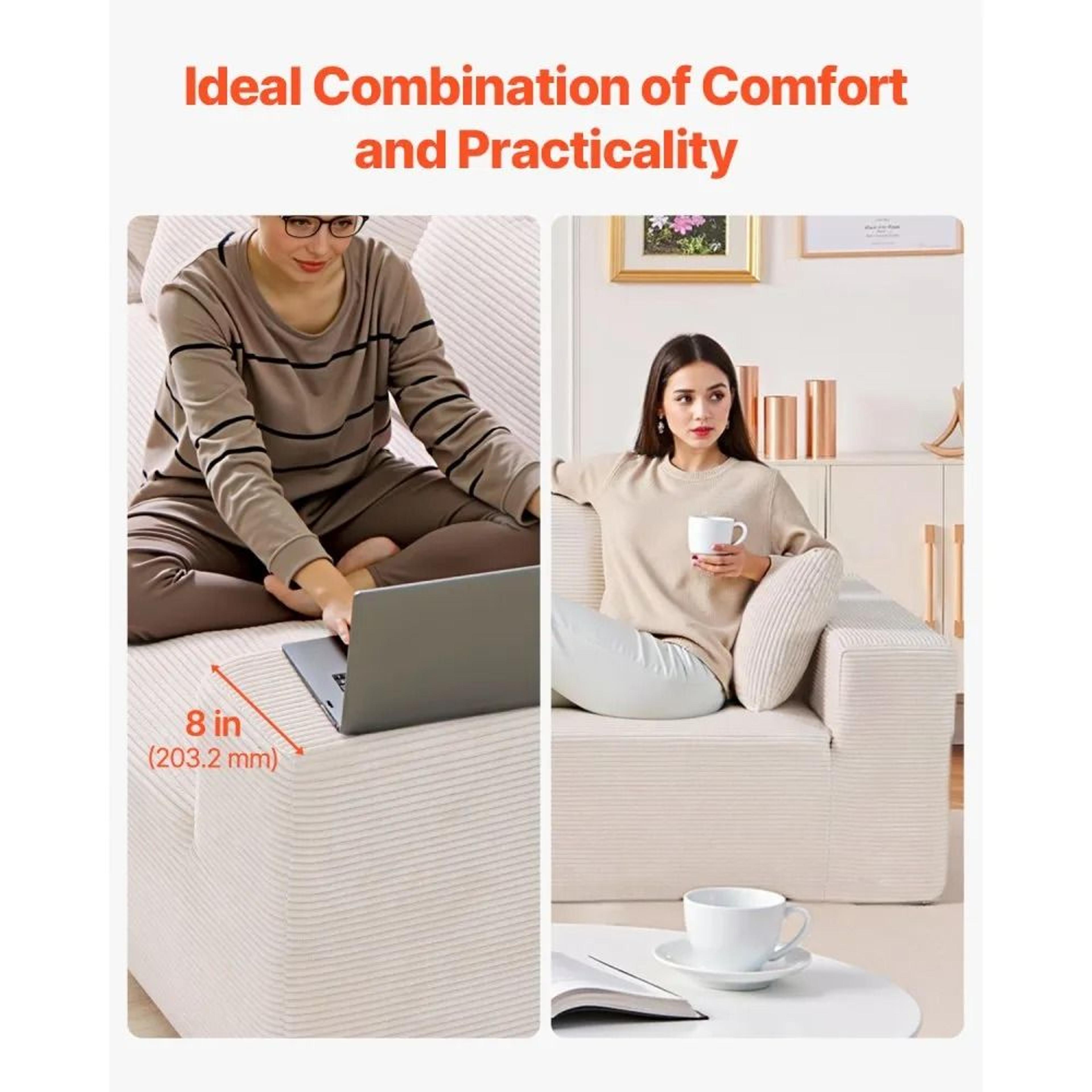 Modular Sectional Sofa L Shaped Corduroy Cloud Couch With Deep Seating 5