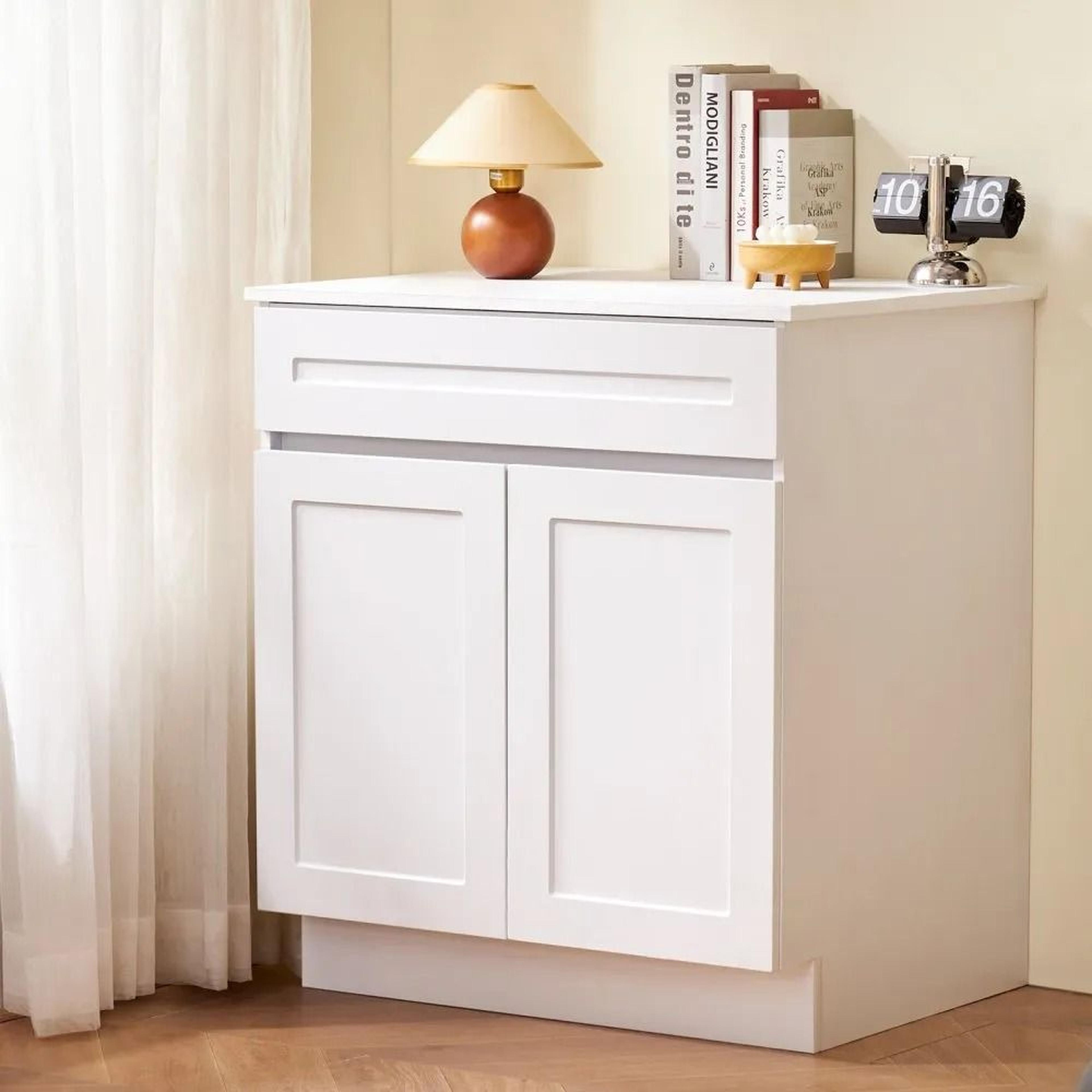 White Shaker Base Cabinet 36 Inch With Drawer And SoftClose Doors 6