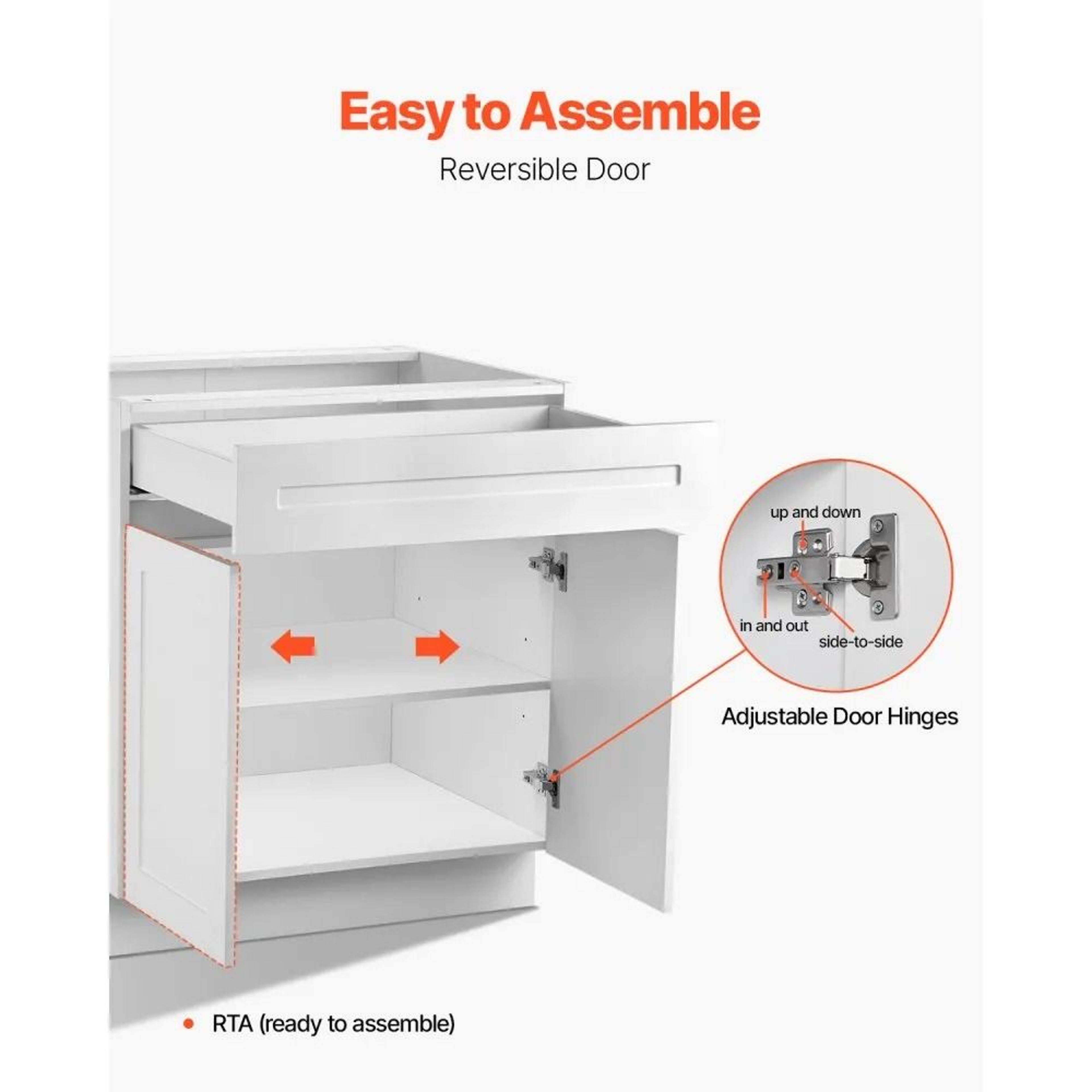 White Shaker Base Cabinet 36 Inch With Drawer And SoftClose Doors 5