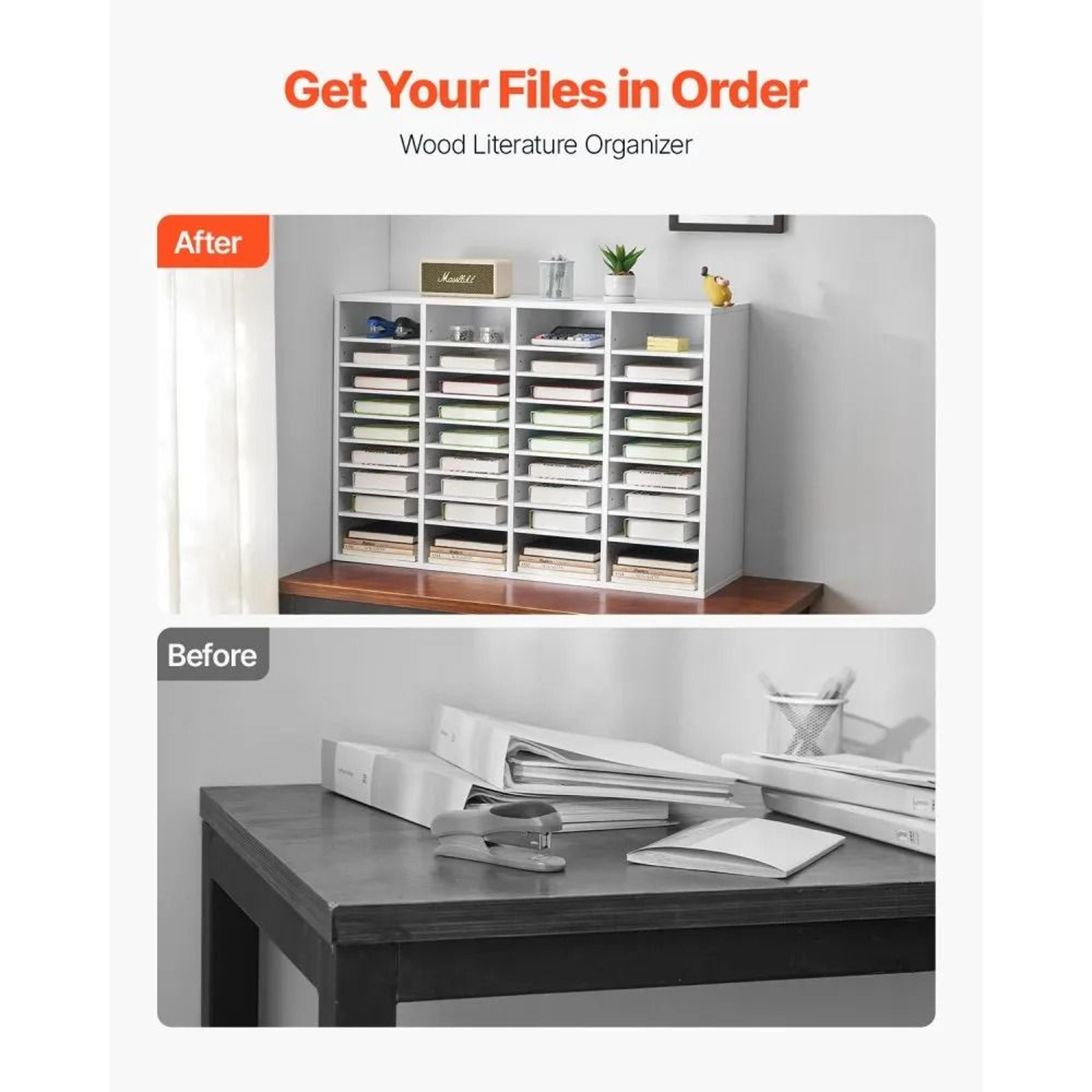 Literature Organizer With 36 Compartments And Adjustable Shelves 3