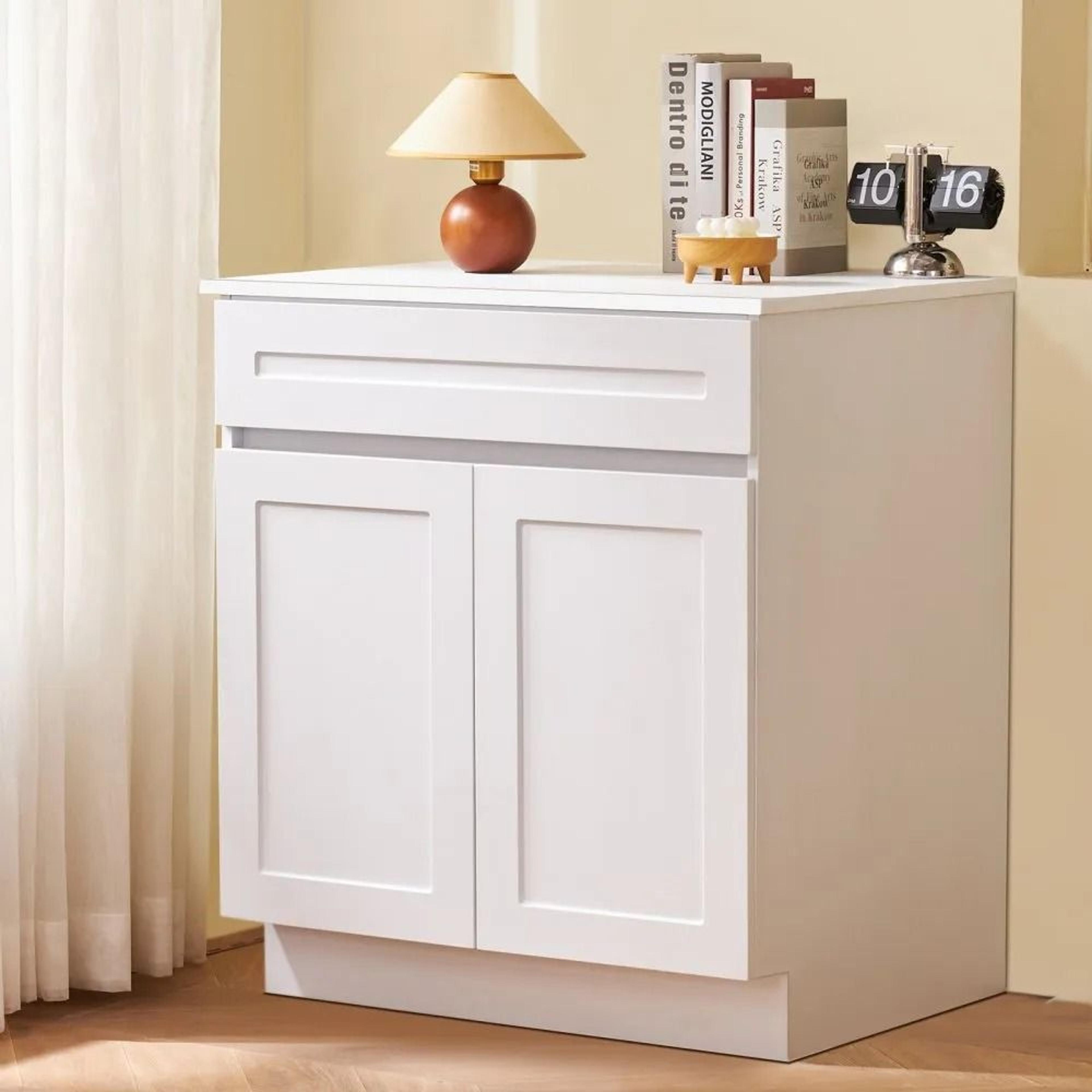 White Shaker Base Cabinet 30 Inch With SoftClose Doors And Adjustable Shelf 6