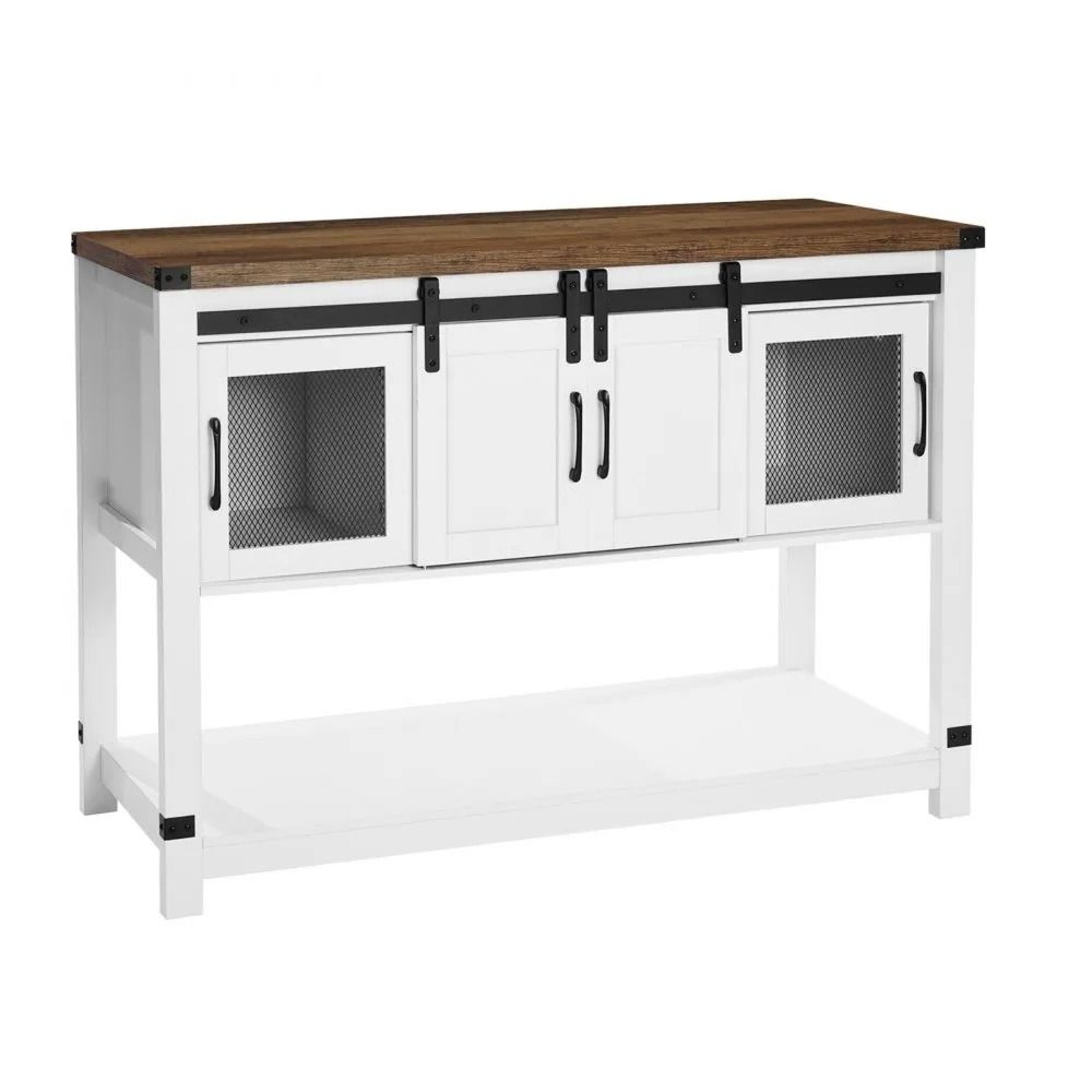 Farmhouse Coffee Bar Cabinet With Sliding Barn Doors And 4Tier Storage 7