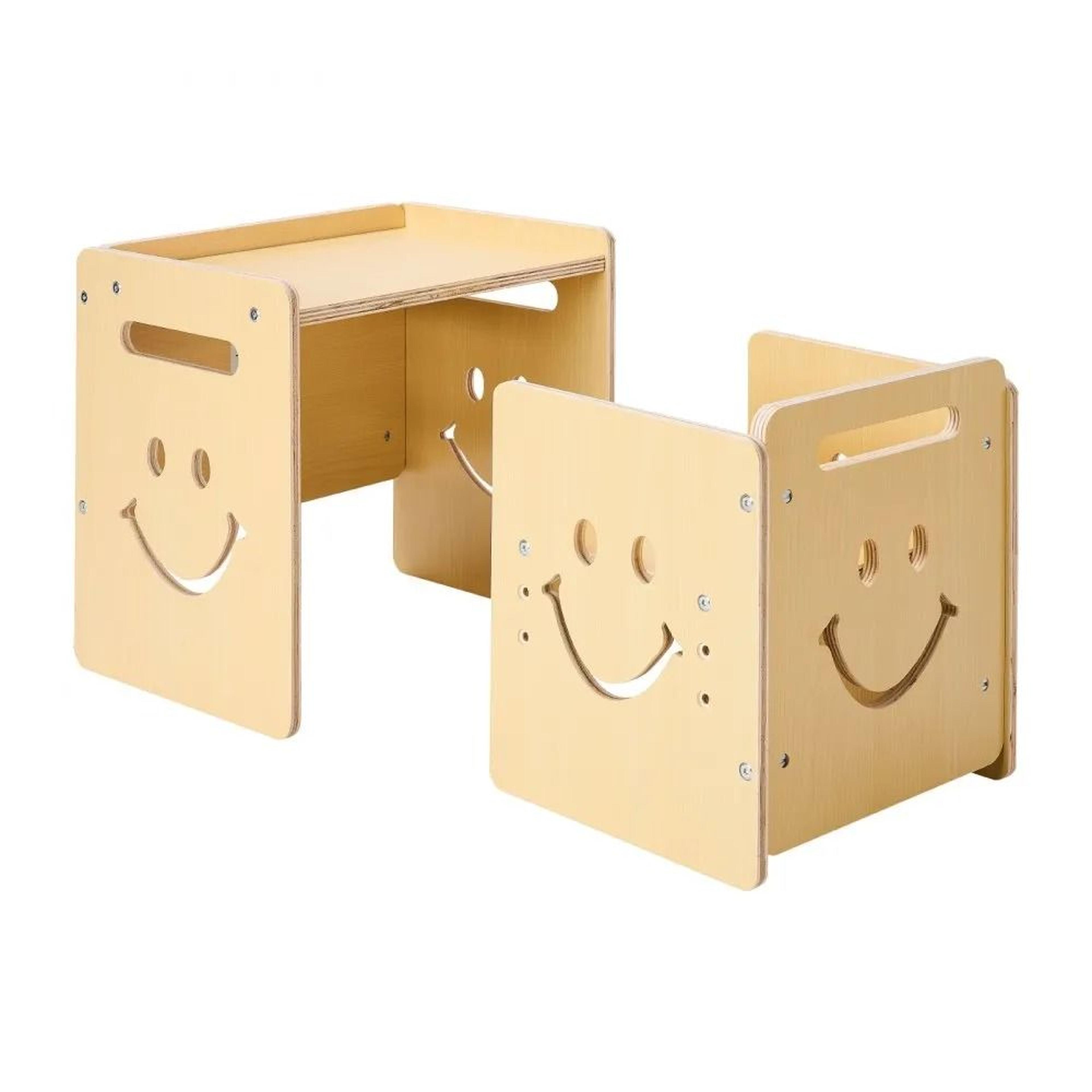 Montessori Weaning Table And Chair Set With Adjustable Heights And Chalkboard 7