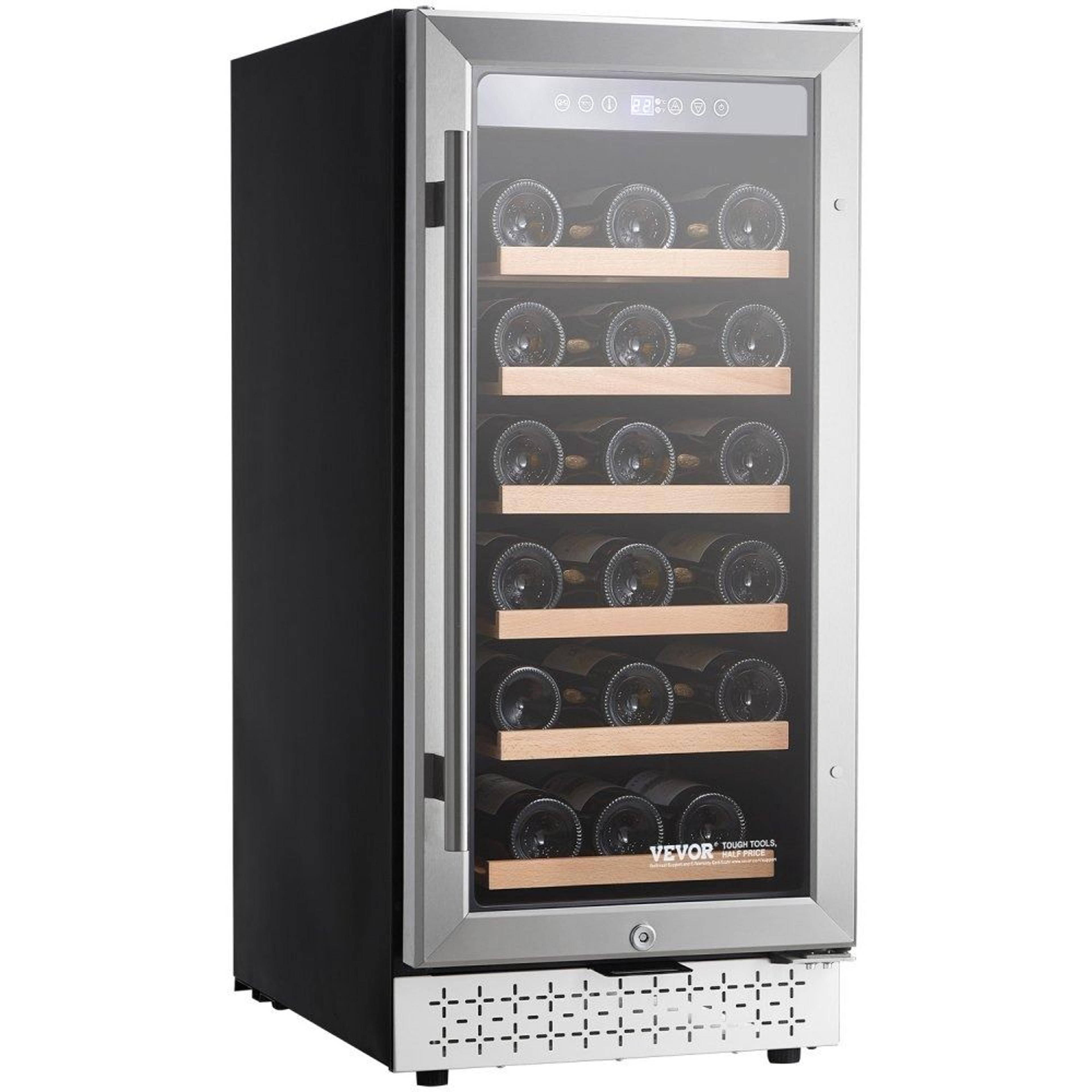 28 bottle wine cooler refrigerator with glass door and digital temperature control
