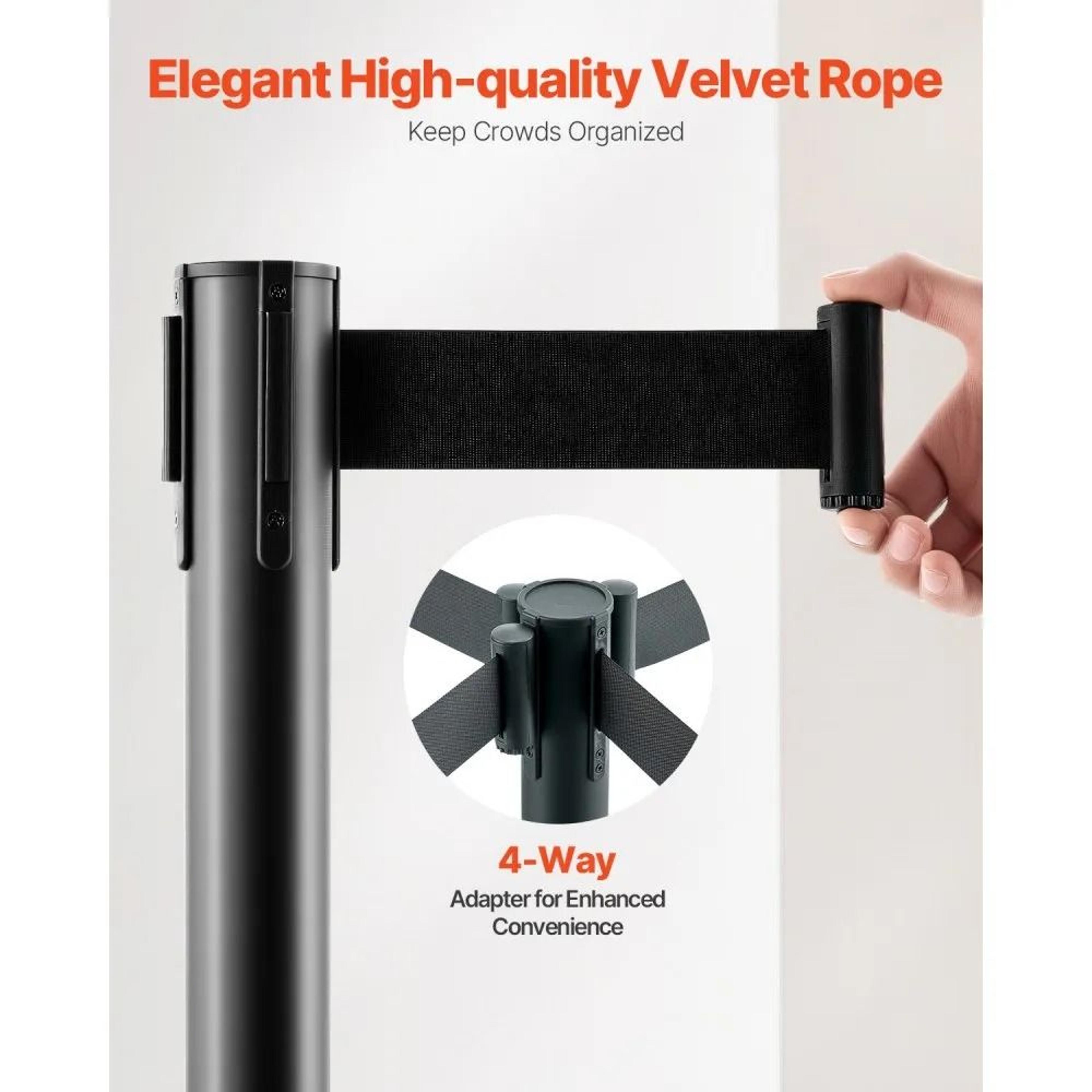 6 Pack Stanchion Posts With Retractable Belts And Fillable Bases For Crowd Control 2