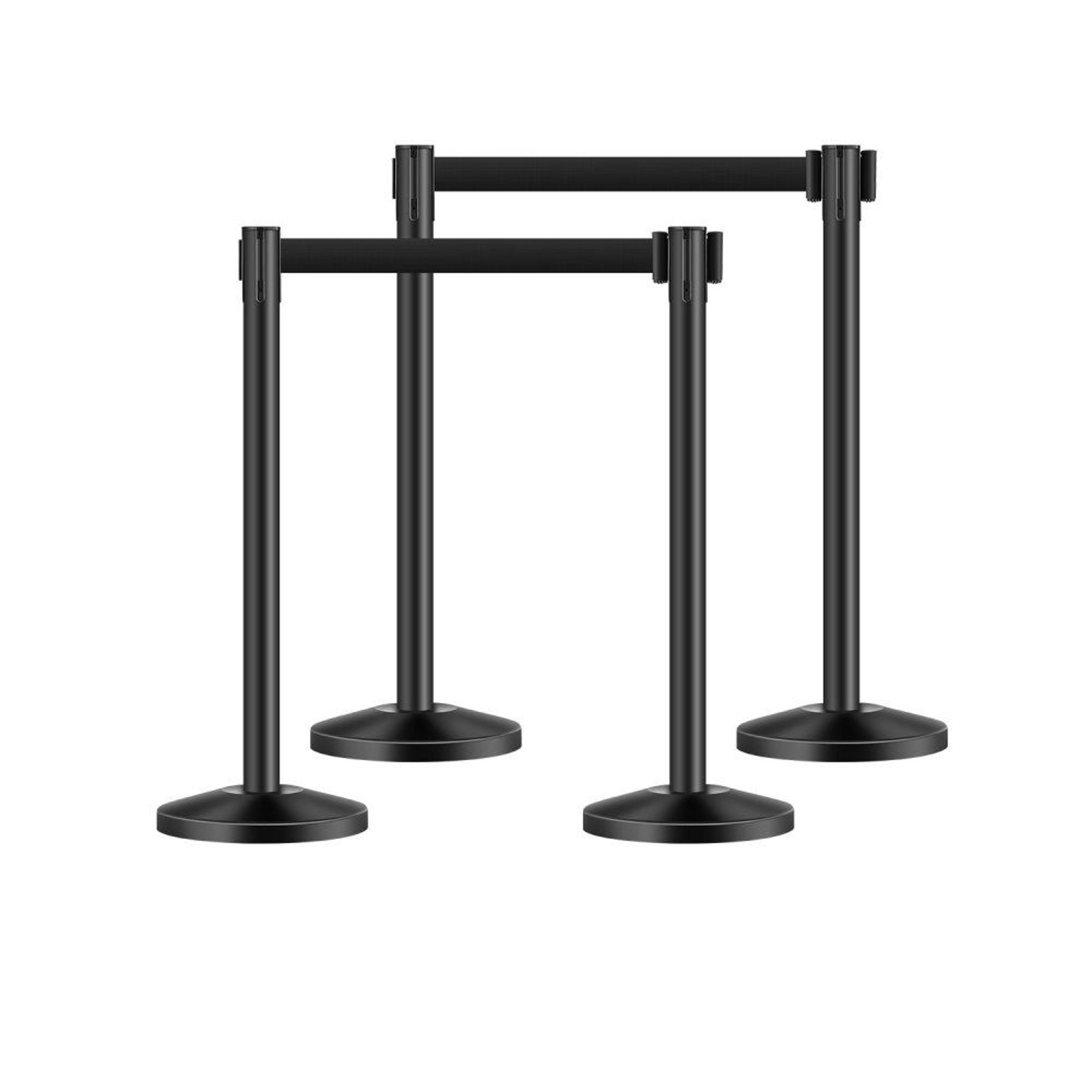 stanchion posts 4-pack with 6.56 ft retractable belts and fillable bases