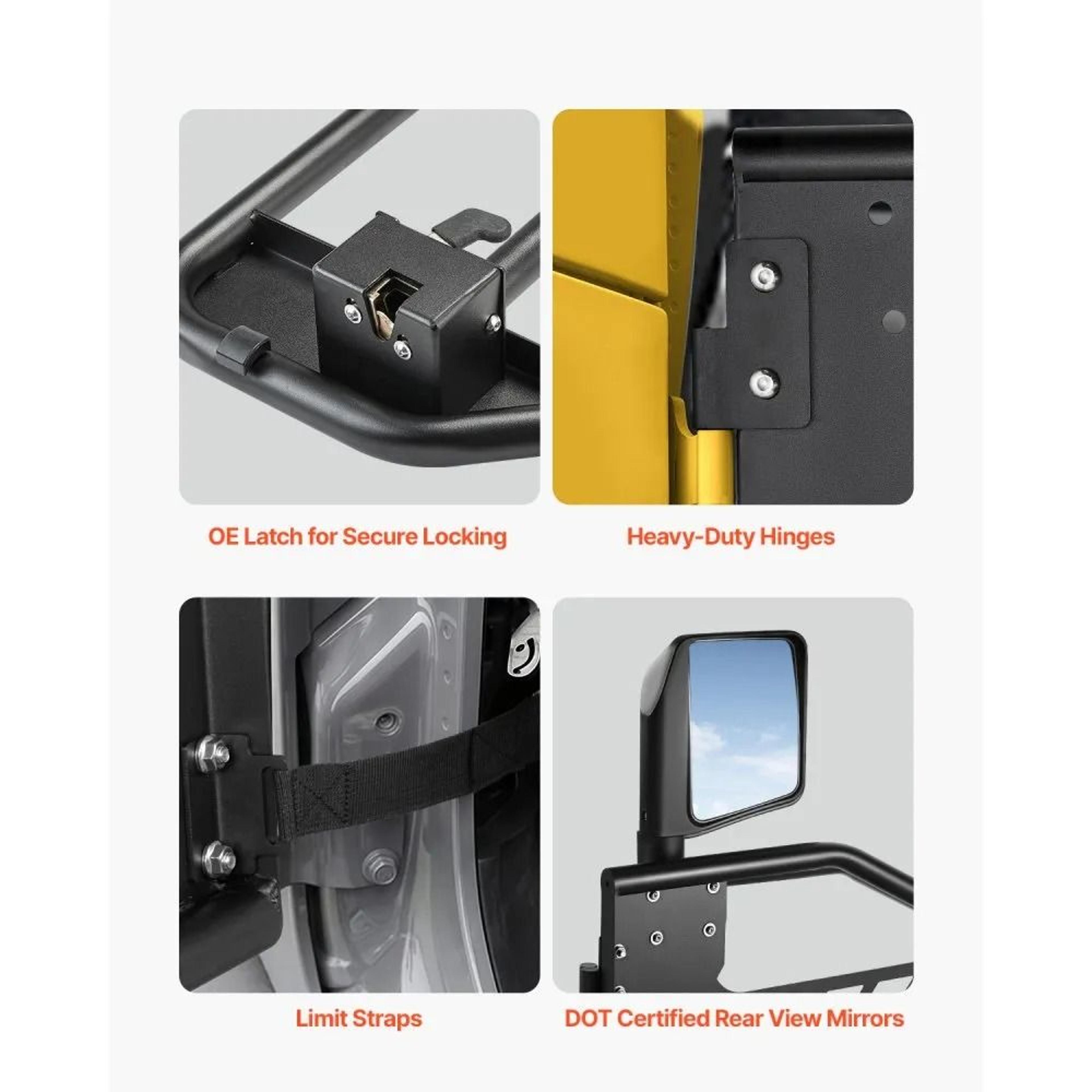 Jeep Tube Doors With Side Mirrors For 20182024 Wrangler JL And 20202024 Gladiator JT 4
