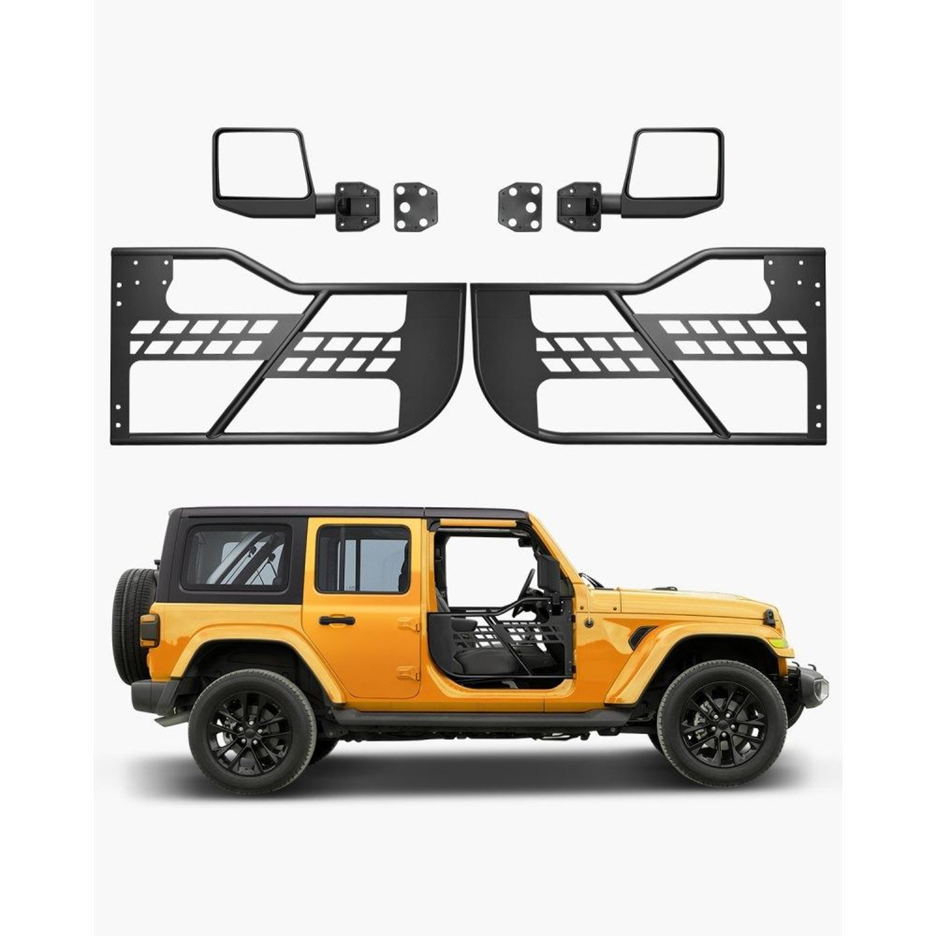 jeep tube doors with side mirrors for 2018-2024 wrangler jl and 2020-2024 gladiator jt