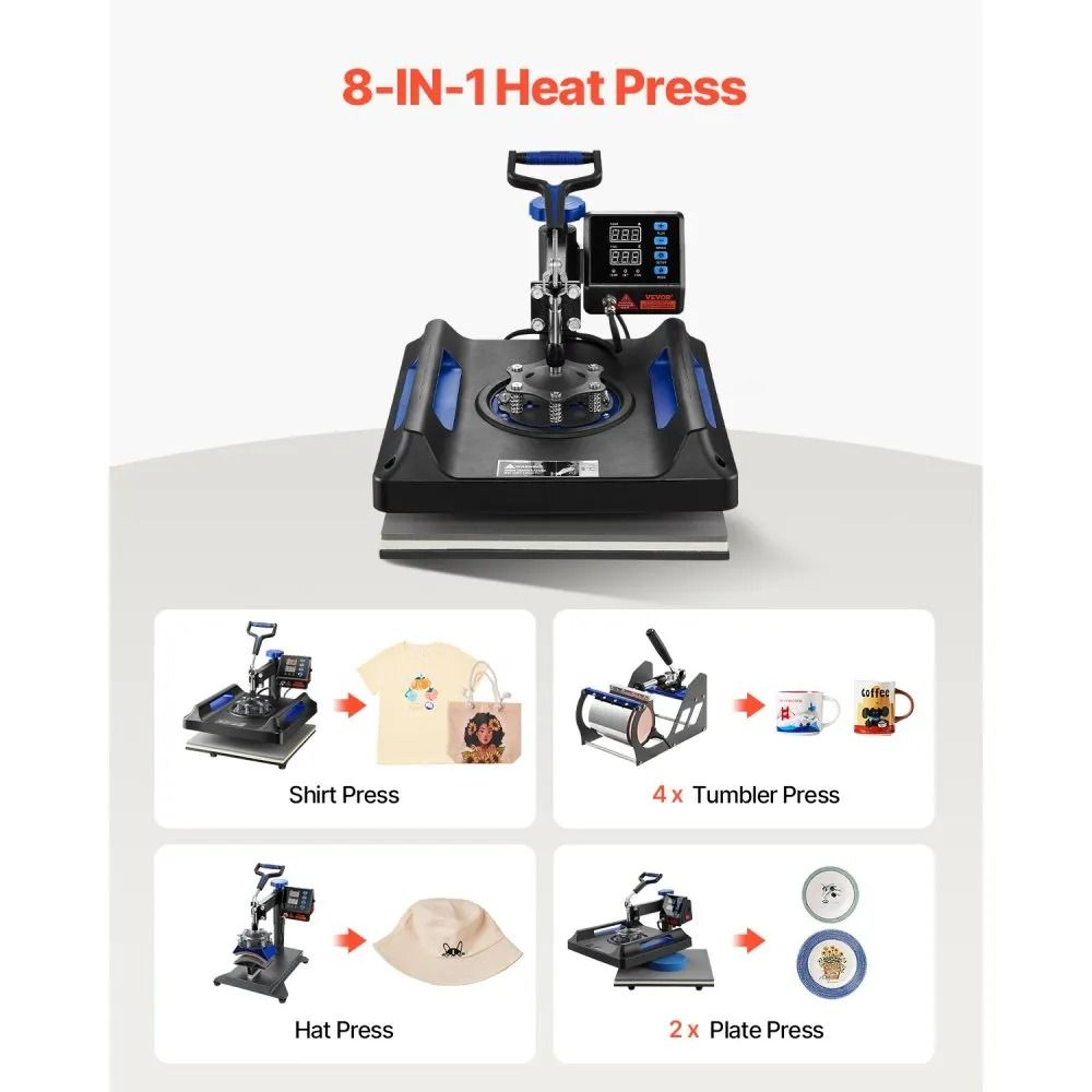8 In 1 Heat Press Machine 15 X 15 Inch With Digital Control And Swing Away Design 6