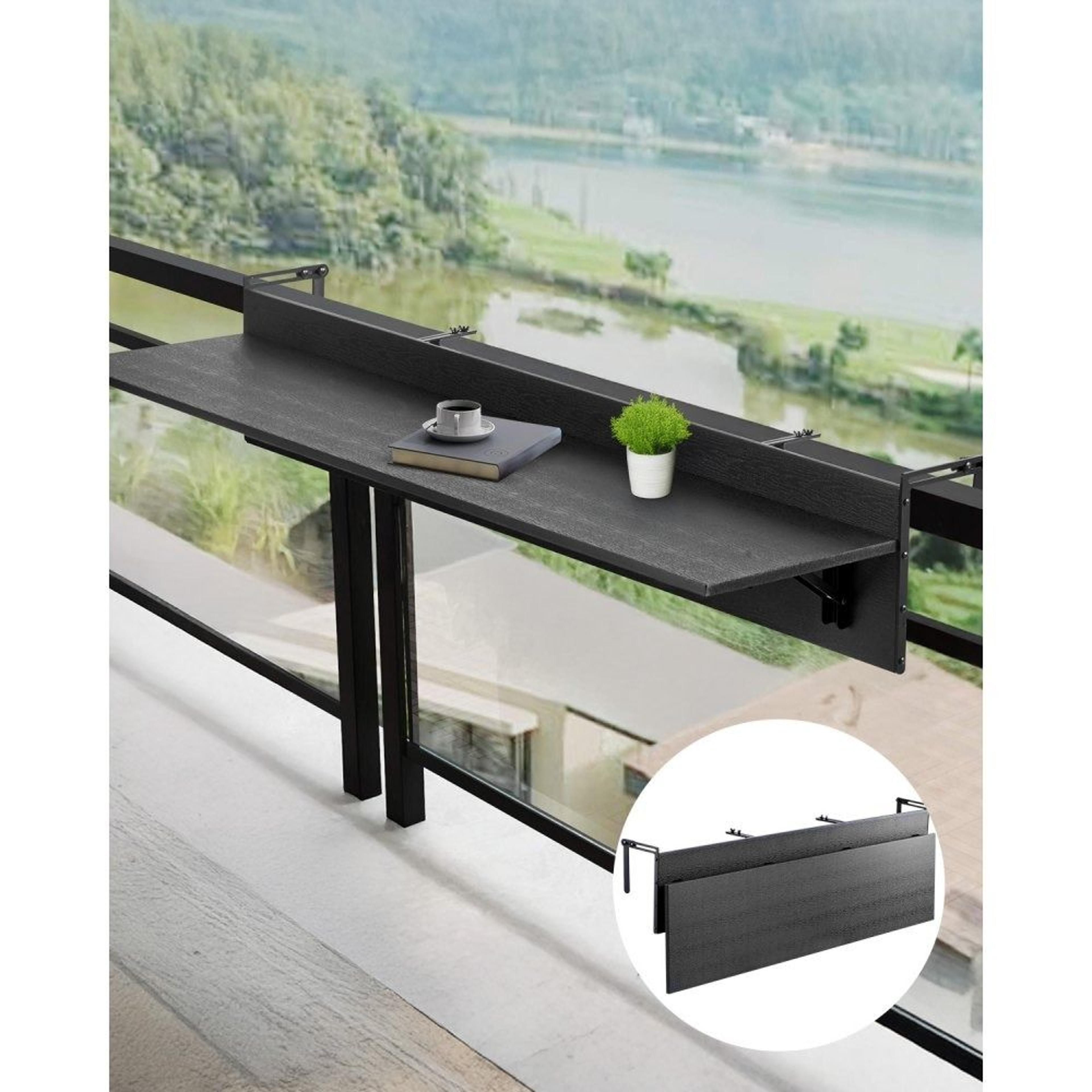 folding balcony railing table 59 inch outdoor hanging bar table with adjustable brackets