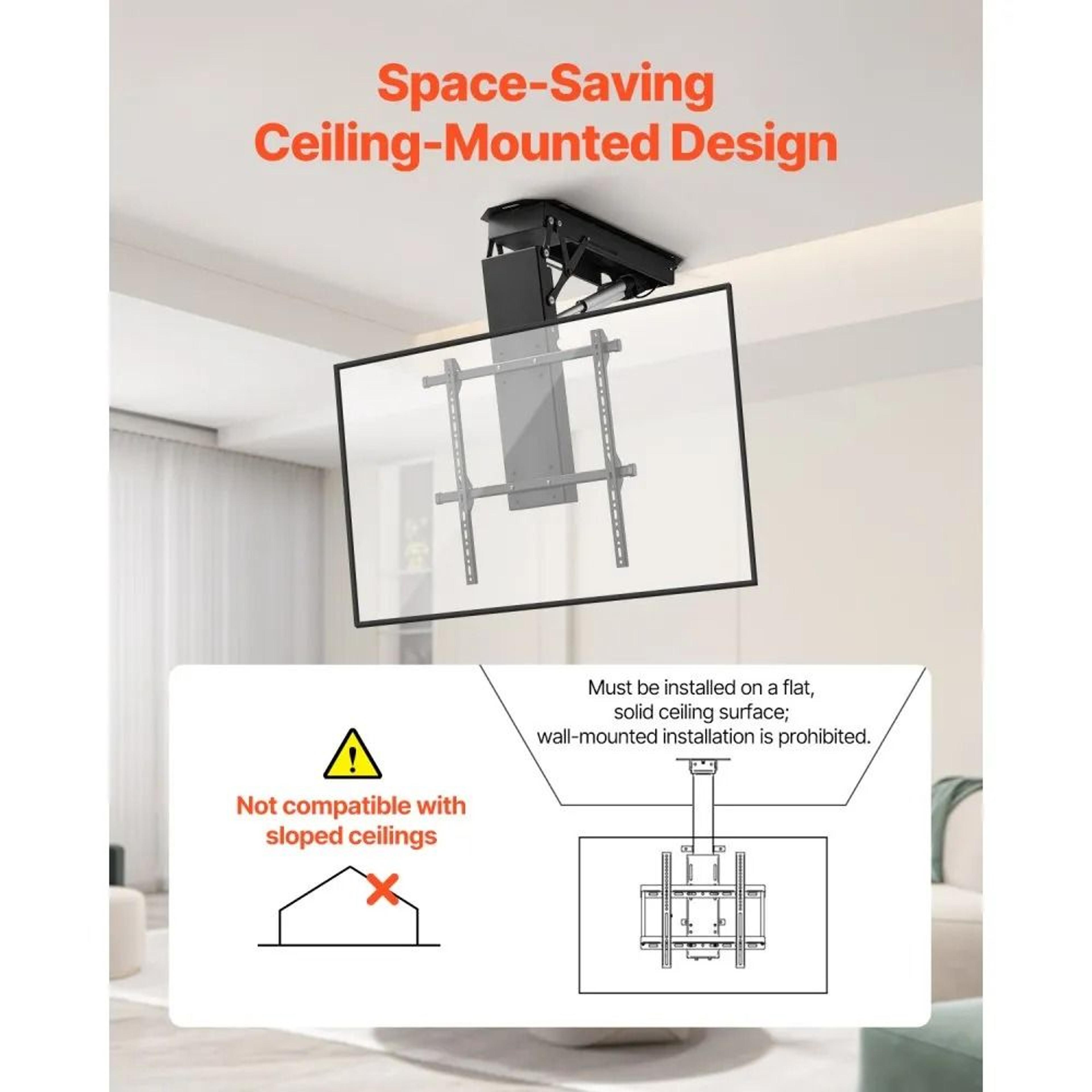 Motorized Ceiling TV Mount For 3270 Inch TVs With Remote Control And Adjustable Height 2