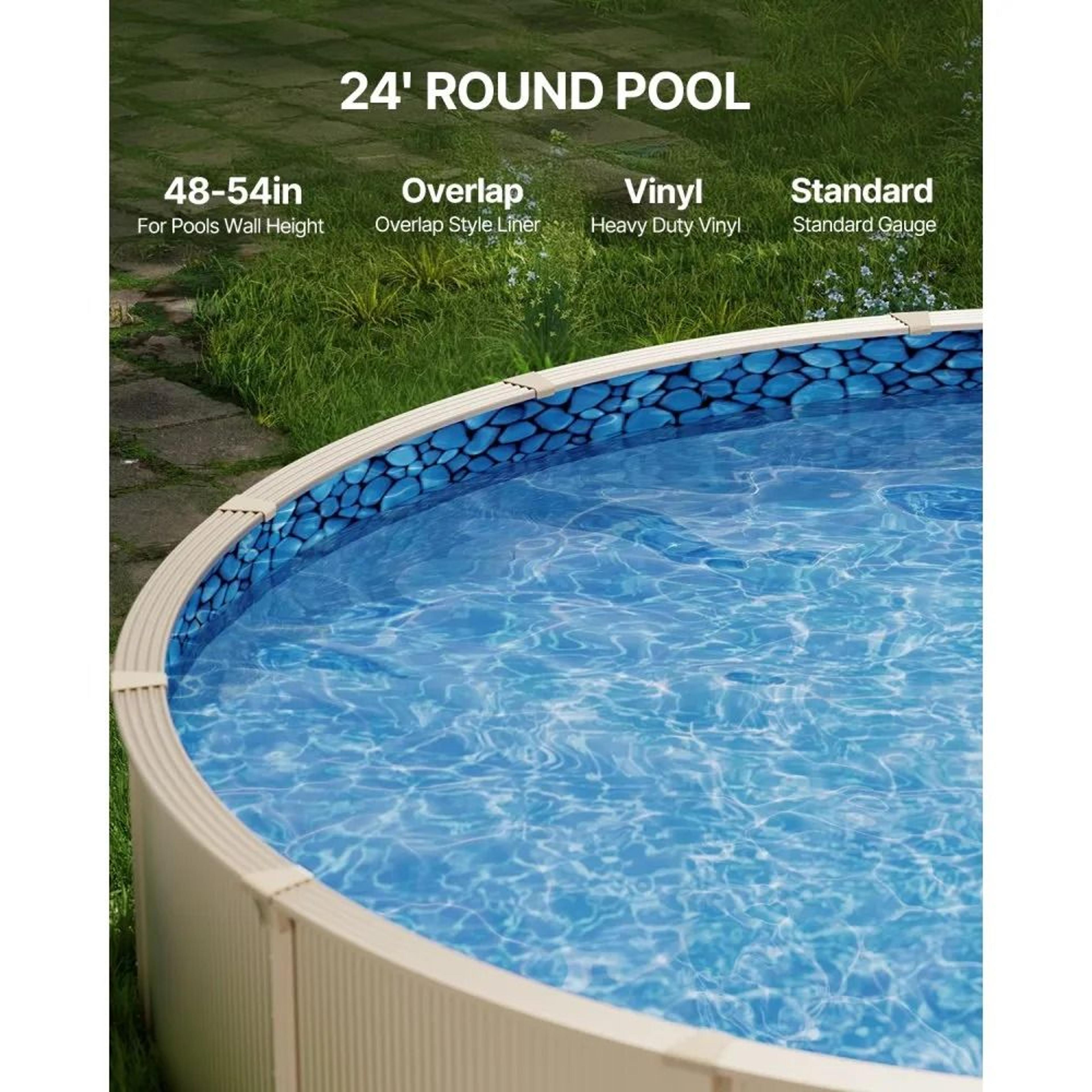 24Ft Round Above Ground Pool Liner Overlap Vinyl Liner For 4854 Inch Walls 6