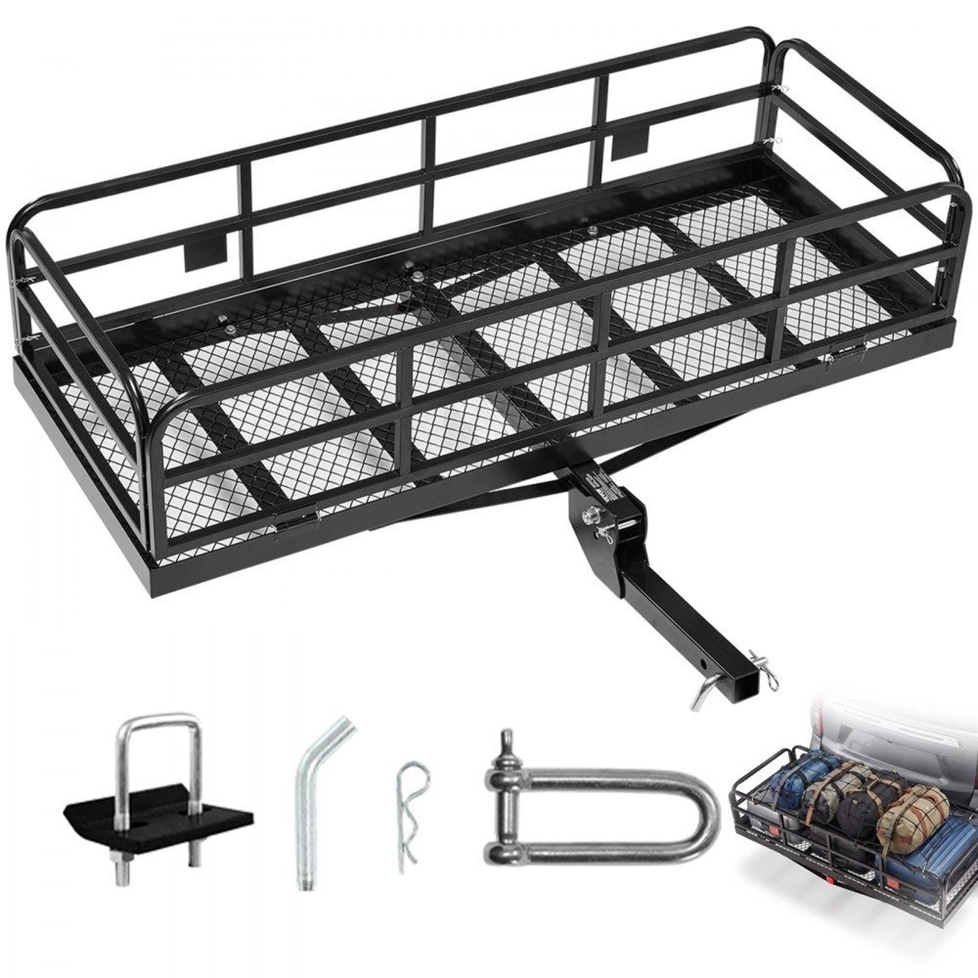 500 lb folding hitch cargo carrier with anti-rattle stabilizer for suvs and trucks