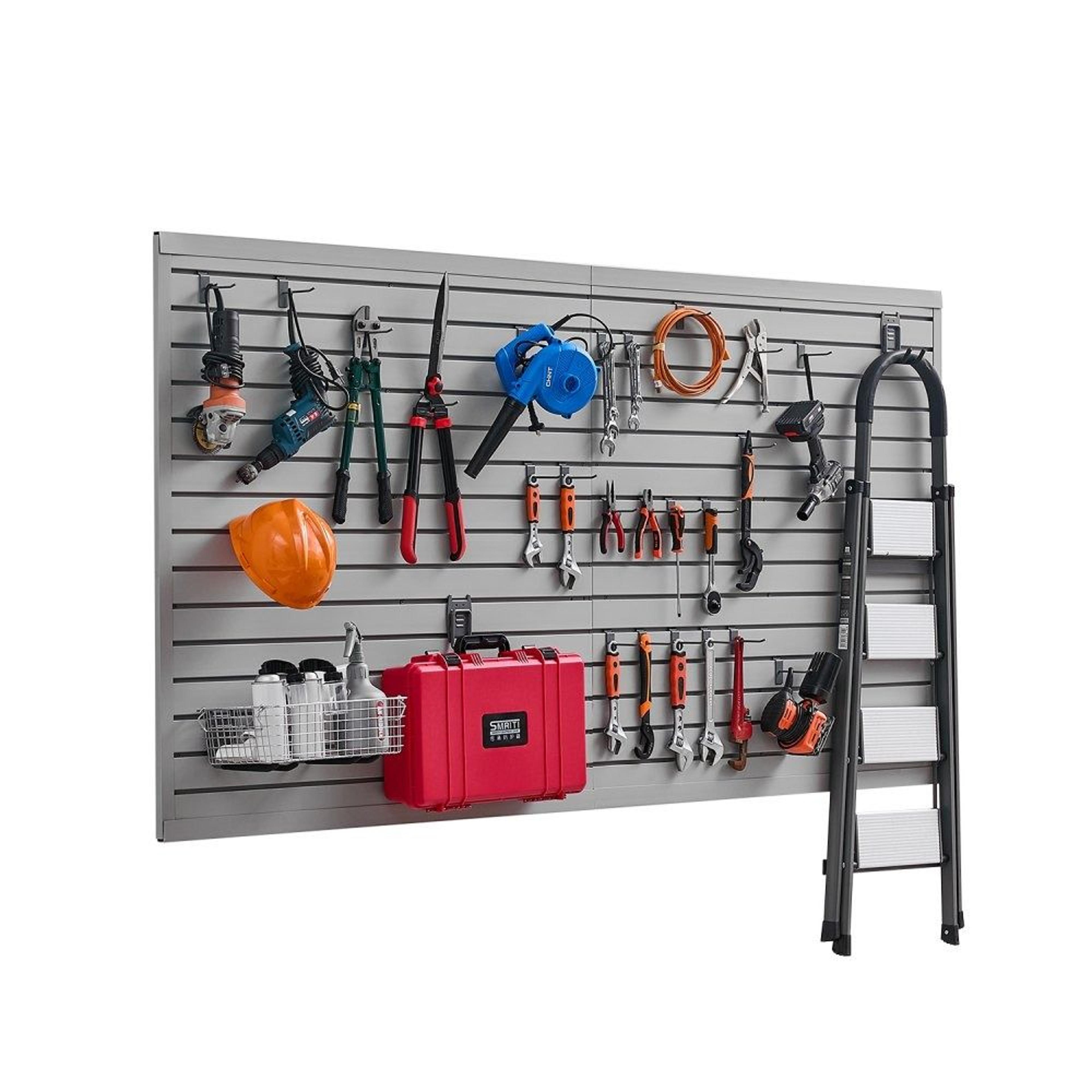 pvc garage slatwall panels 8 x 4 ft heavy duty wall storage organizer in gray