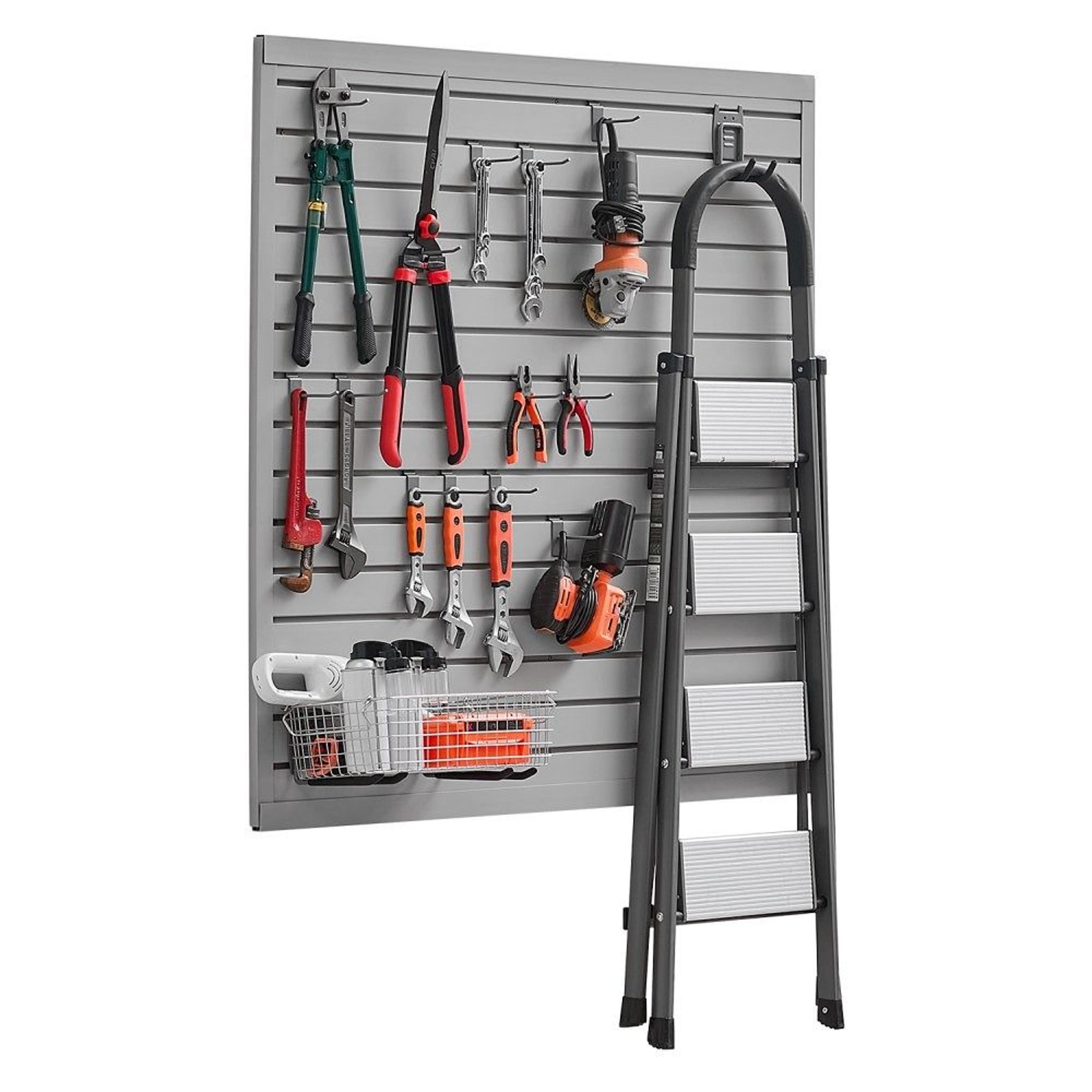 pvc garage slatwall panels 4 x 4 ft modular wall storage organizer in gray