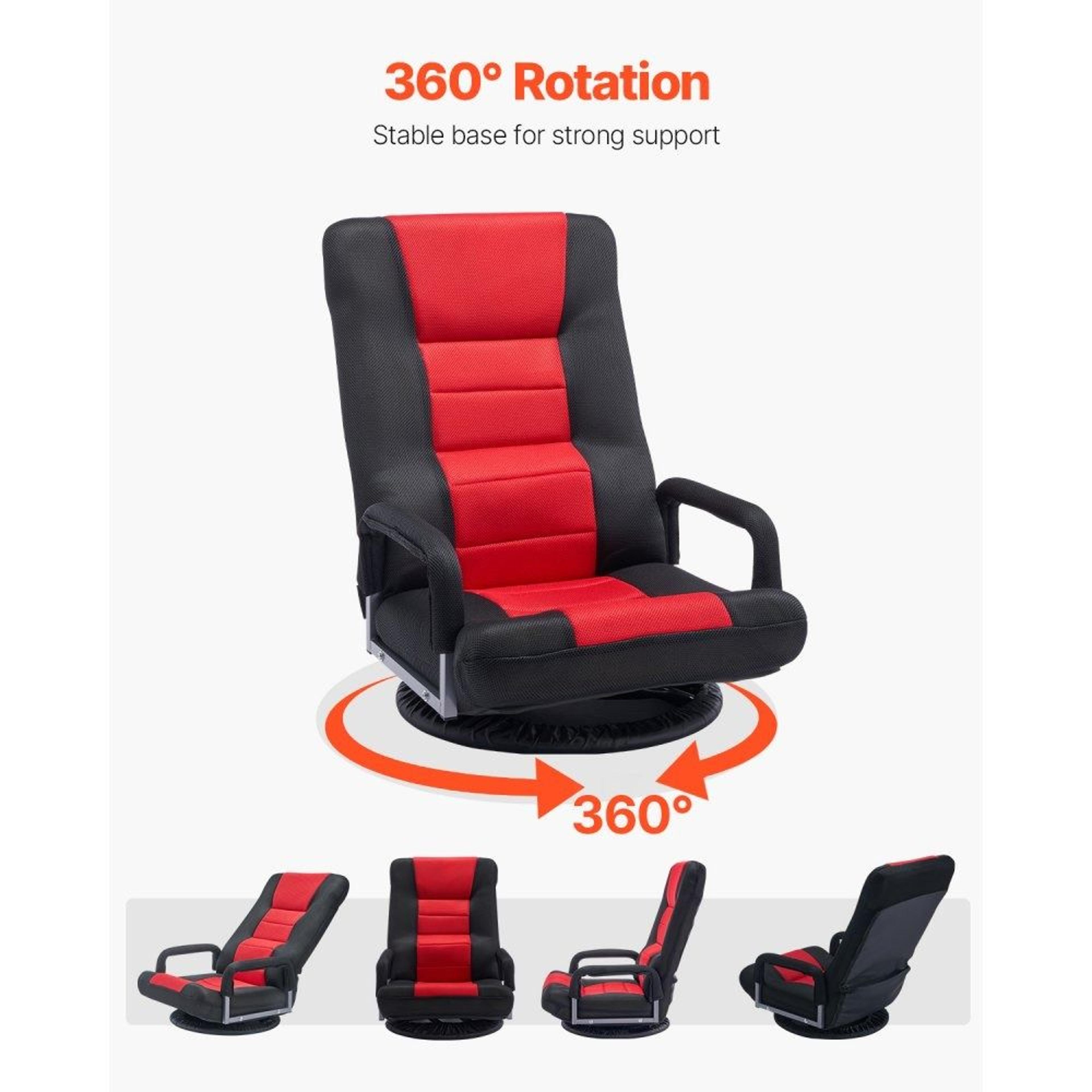 Swivel Floor Gaming Chair With Armrests And 6Position Adjustable Backrest 2